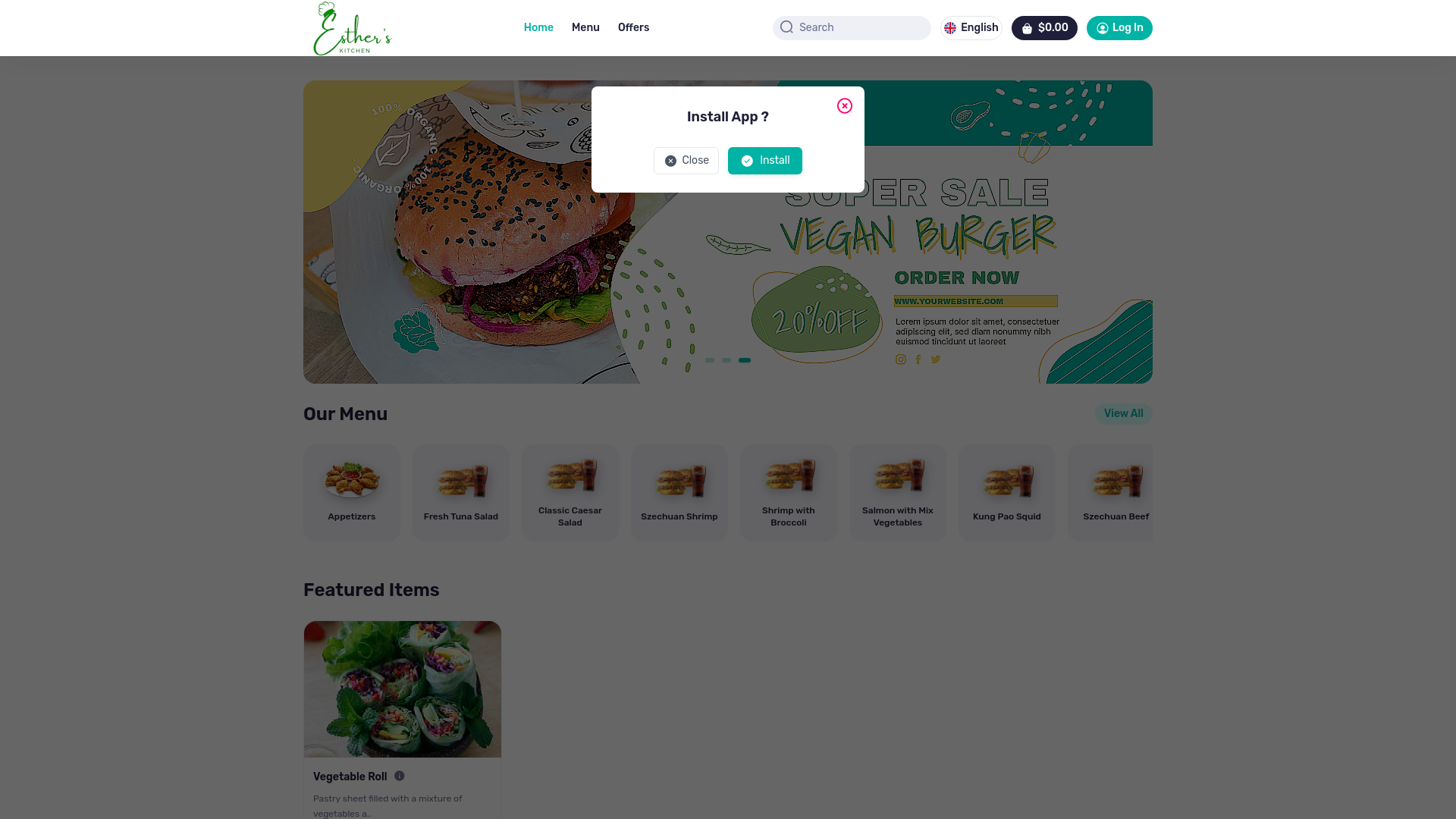 website screenshot of https://estherskitchenny.com/