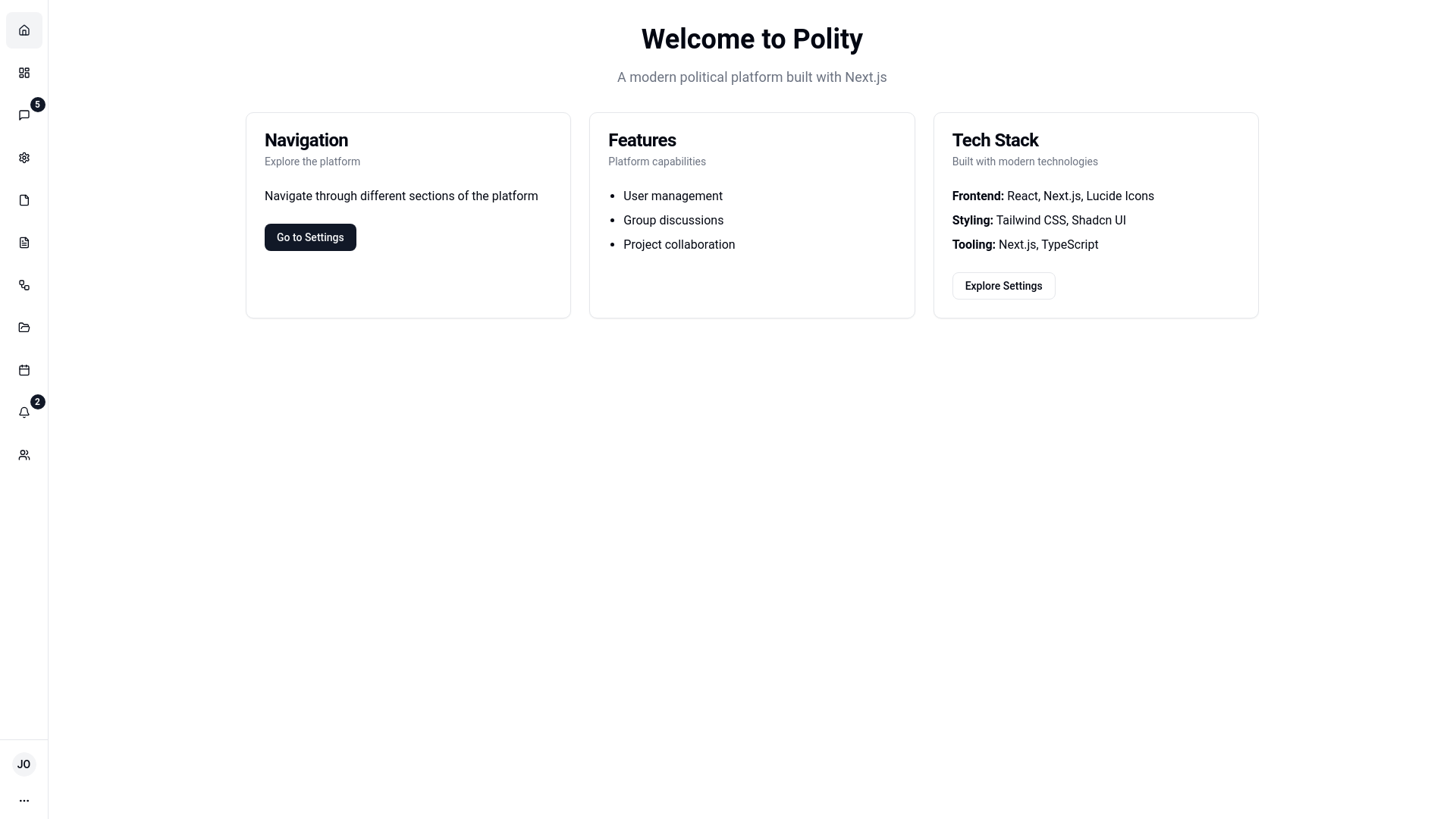website screenshot of https://polity.live/