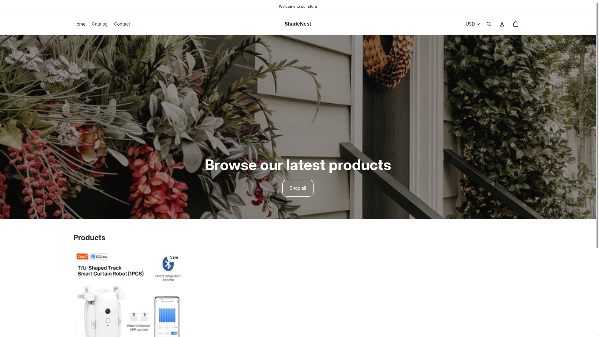website screenshot of https://shadenest.shop/