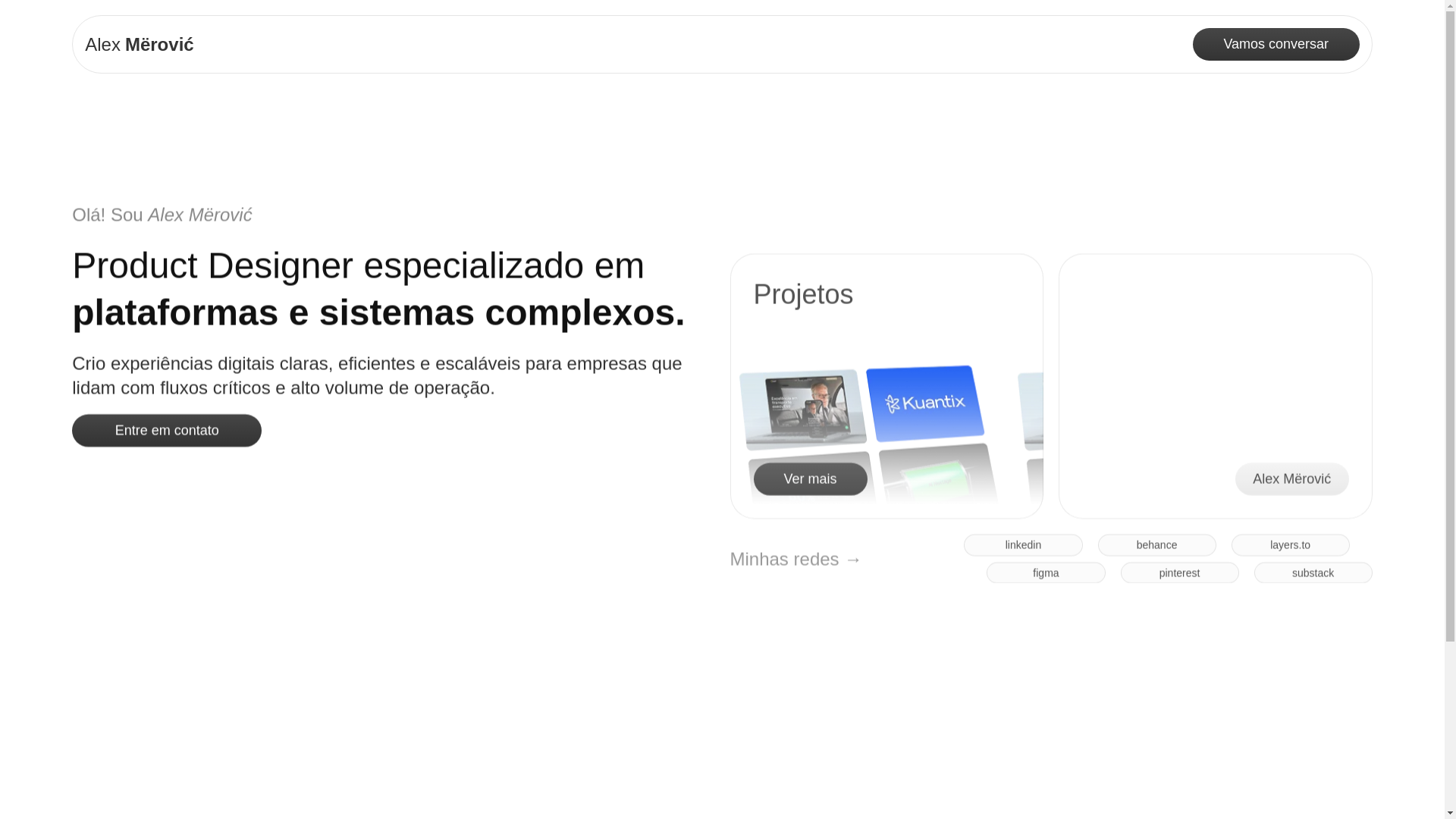 website screenshot of https://alexmerovic.com.br/