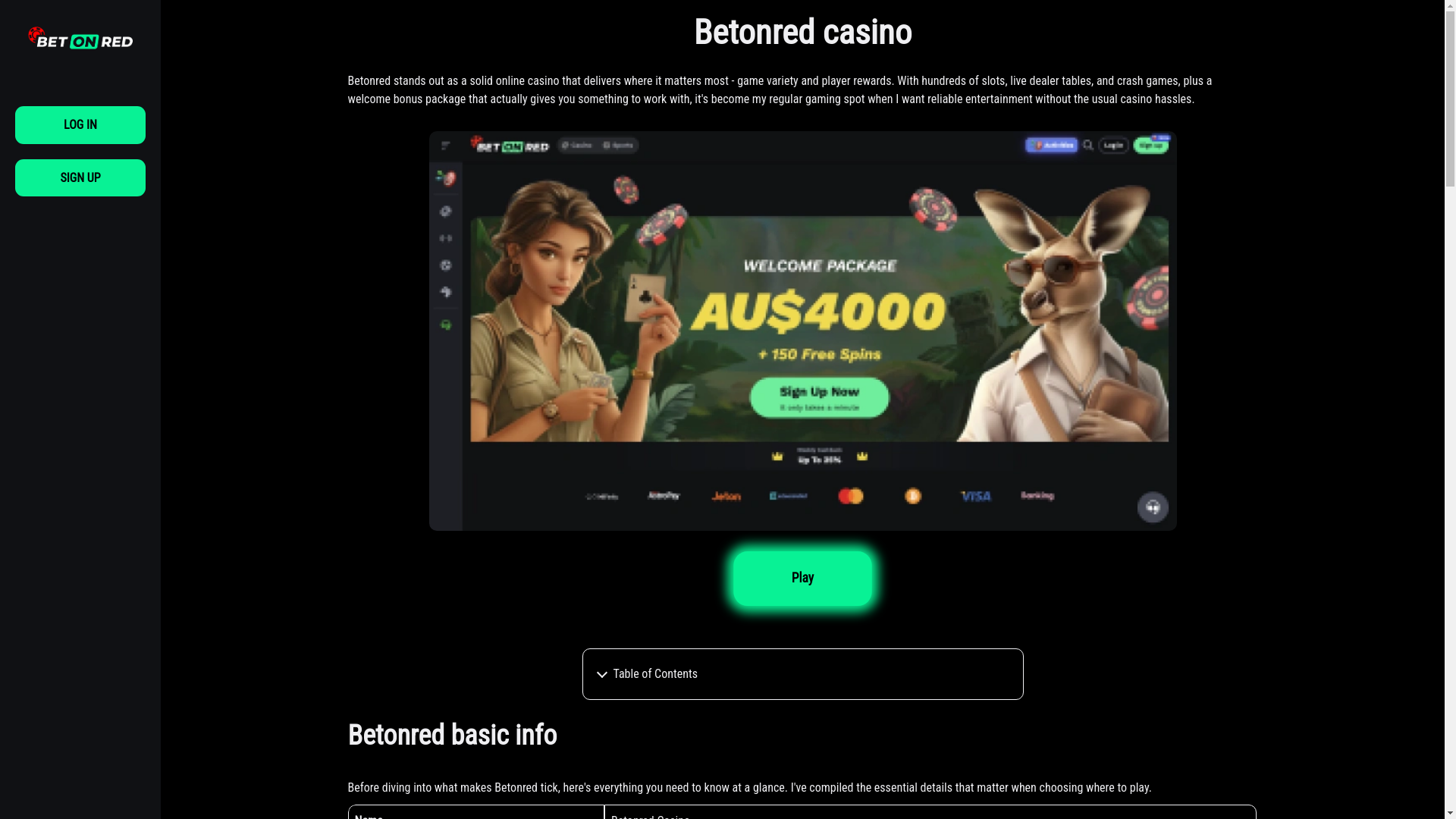website screenshot of https://betonredcasinoau.com/