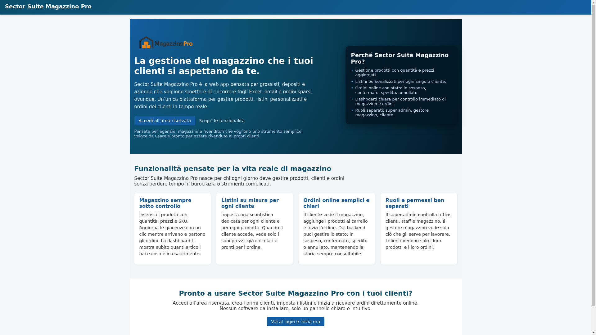 website screenshot of https://magazzinopro.com/