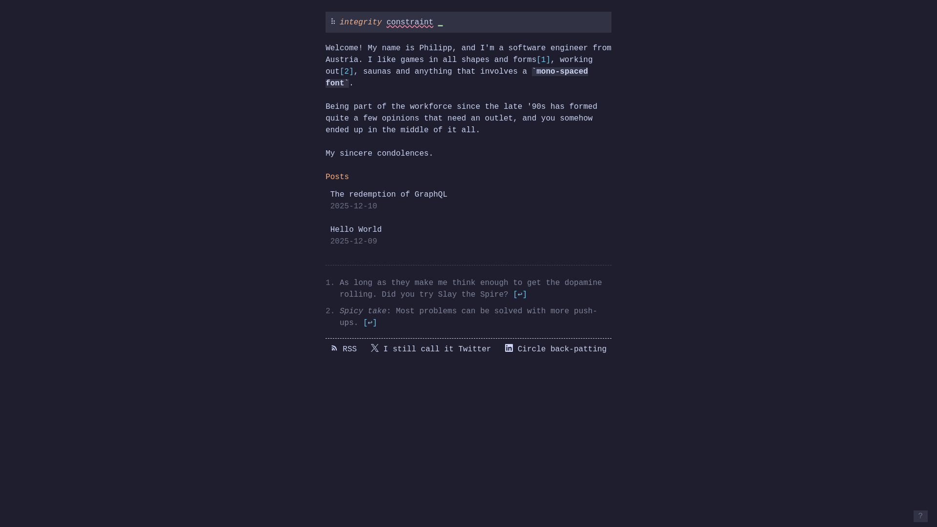 website screenshot of https://integrity-constraint.net/