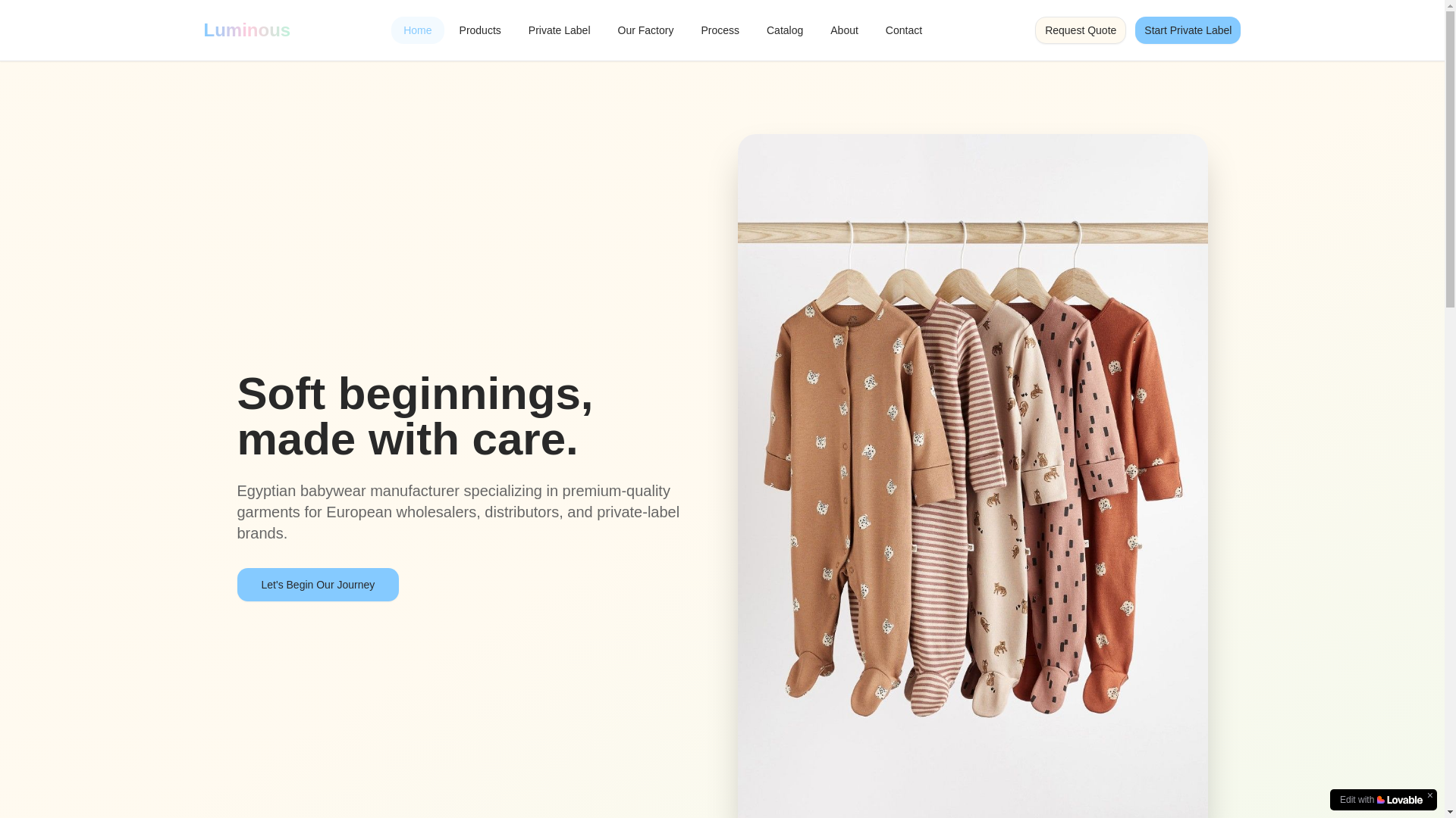 website screenshot of https://luminousbabycloth.com/