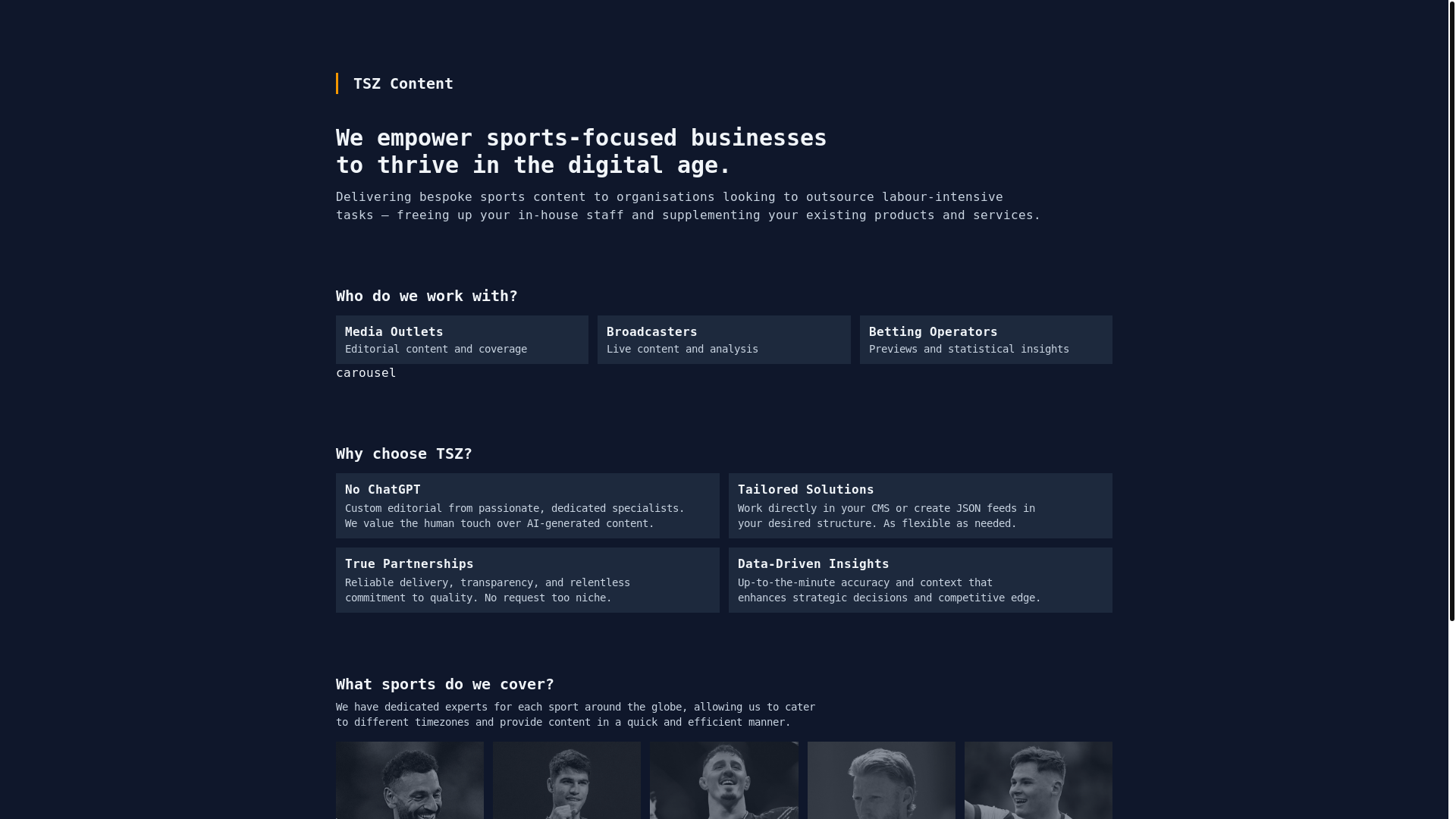 website screenshot of https://tszcontent.pages.dev/