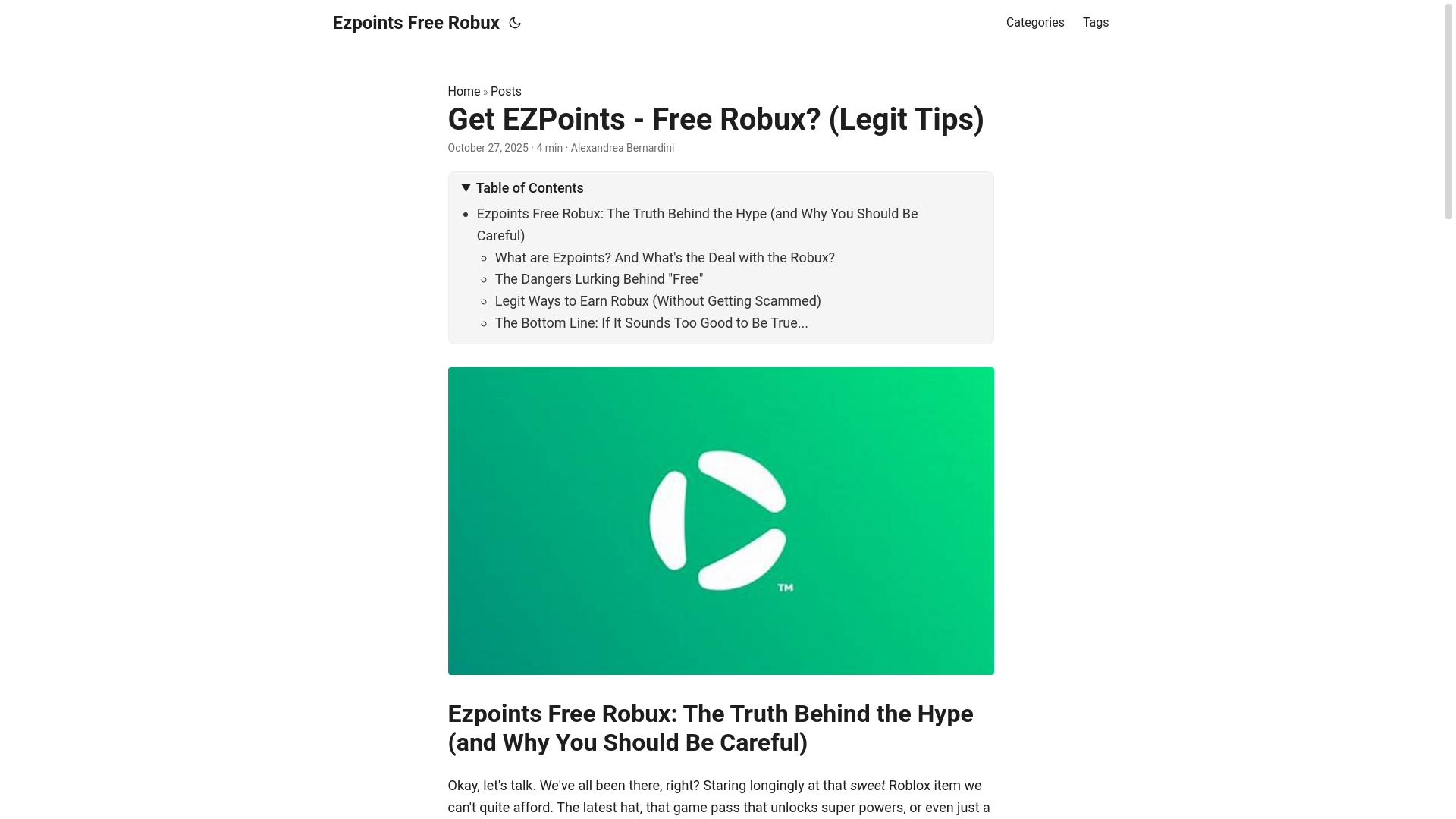 website screenshot of https://ezpoints-free-robux.pages.dev/