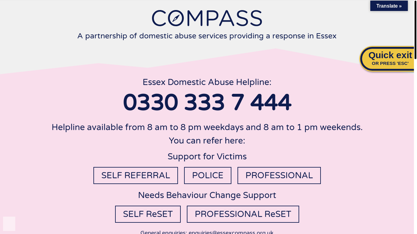 website screenshot of http://www.essexcompass.org.uk/