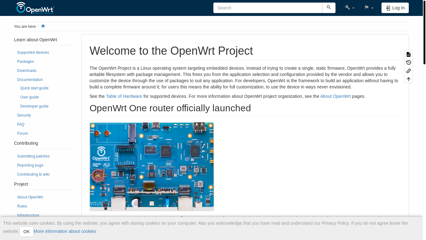 website screenshot of https://openwrt.org/