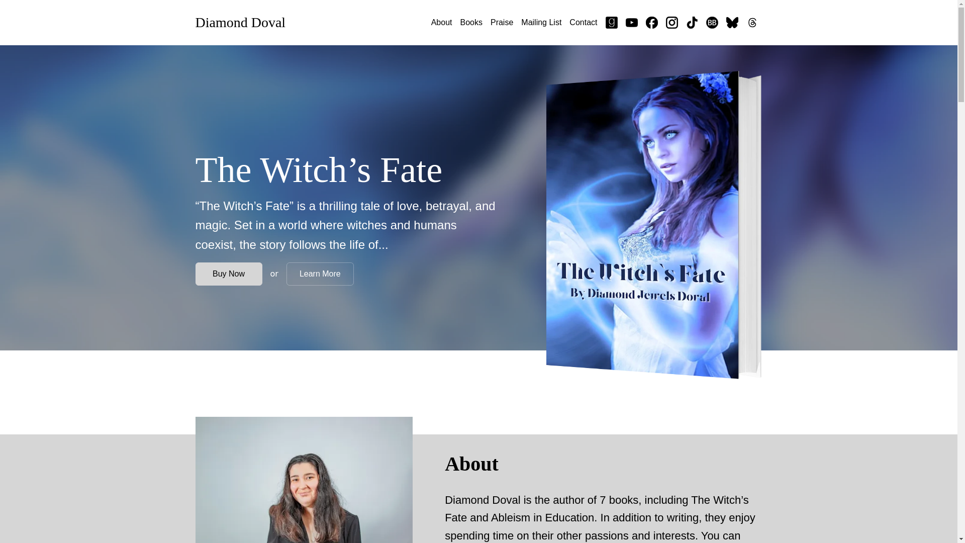 website screenshot of https://authordiamonddoval.com/