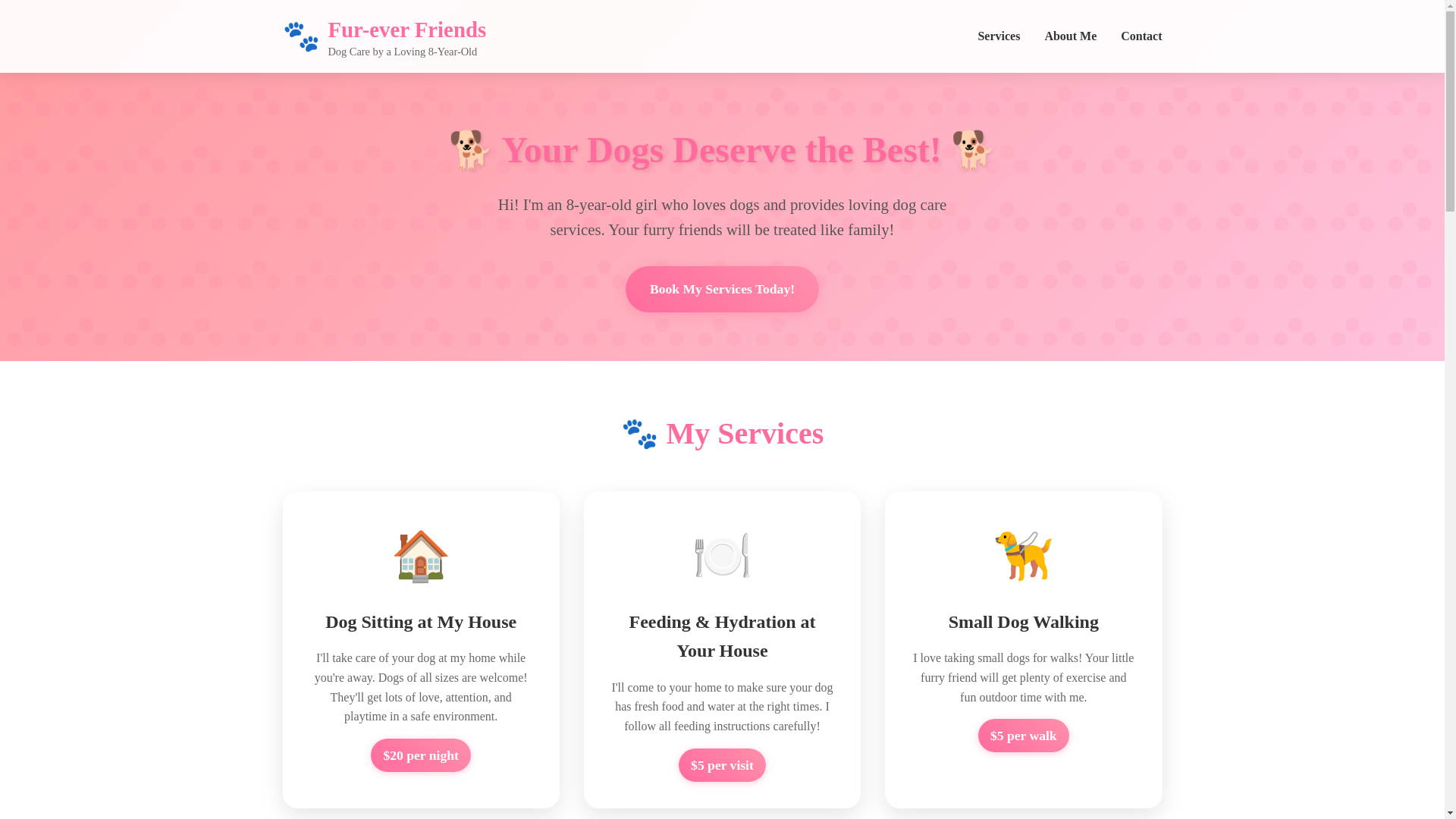 website screenshot of https://fur-ever-friends.pages.dev/
