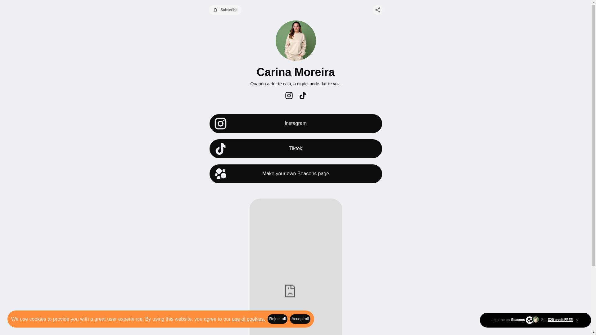 website screenshot of https://carinamoreira.store/