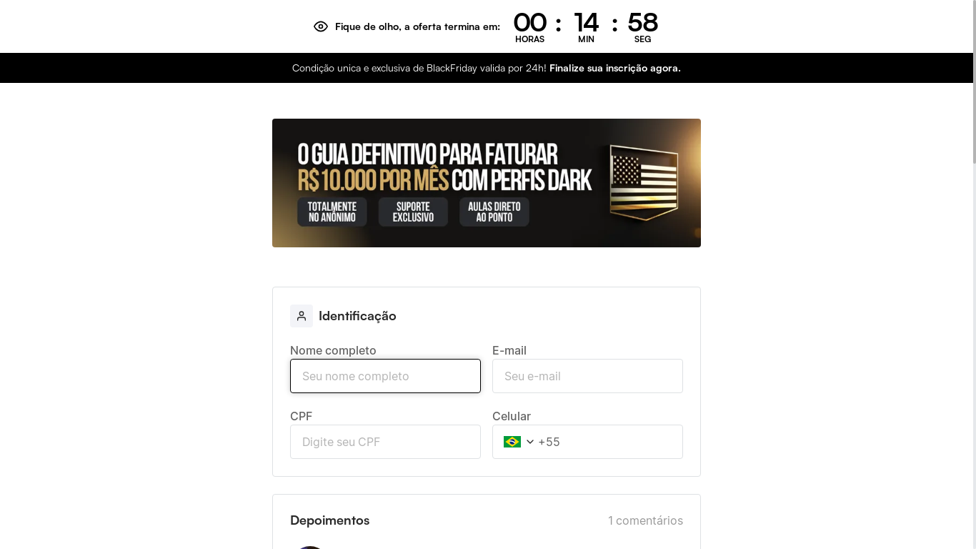 website screenshot of https://pay.kirvano.com/45521992-7b19-45ba-aa37-cac3b7258423