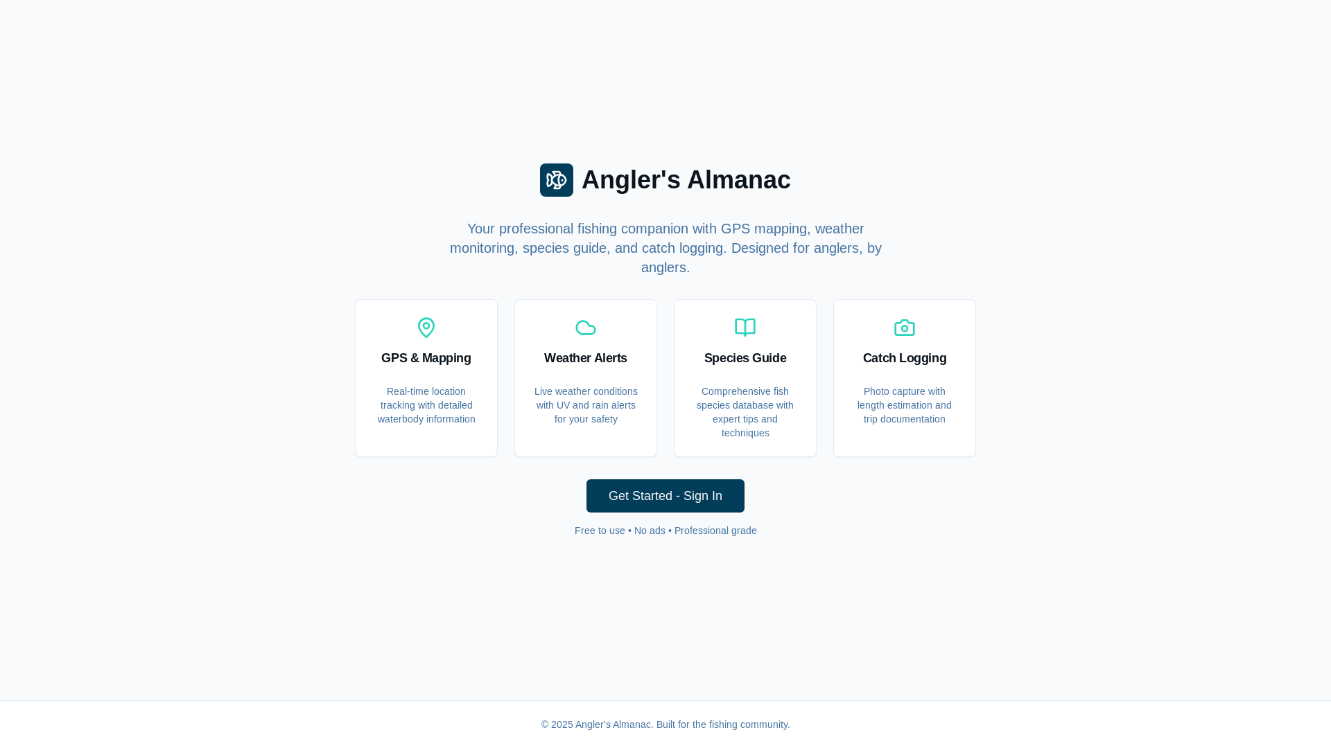 website screenshot of https://anglersalmanac.net/