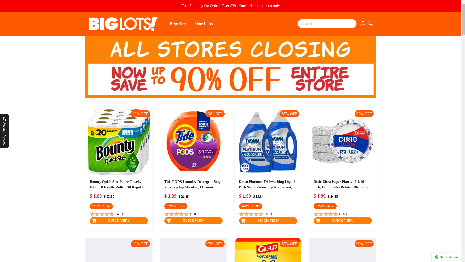 website screenshot of https://bigclearanceshops.com/