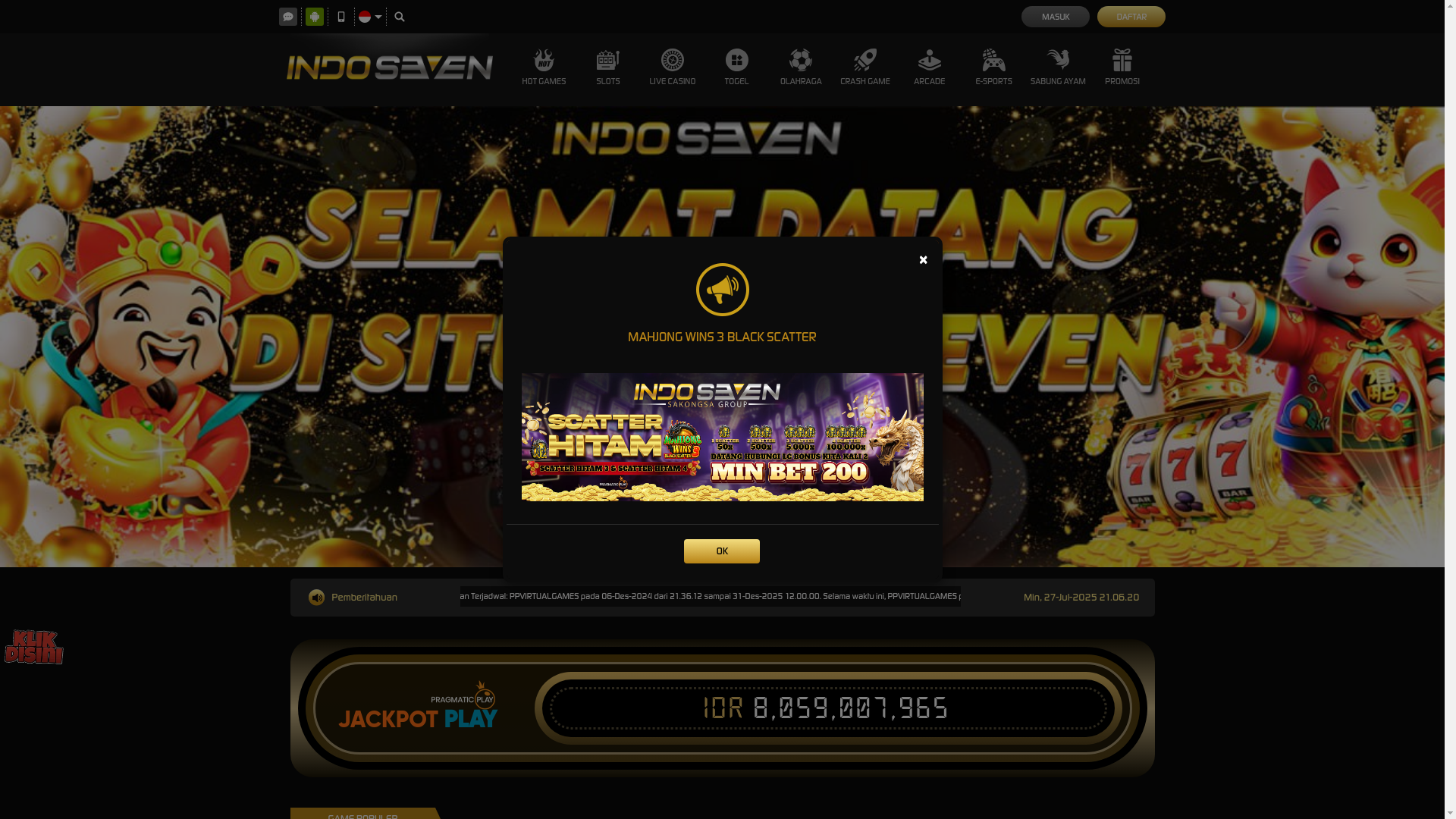 website screenshot of https://indoseven-hero.com/