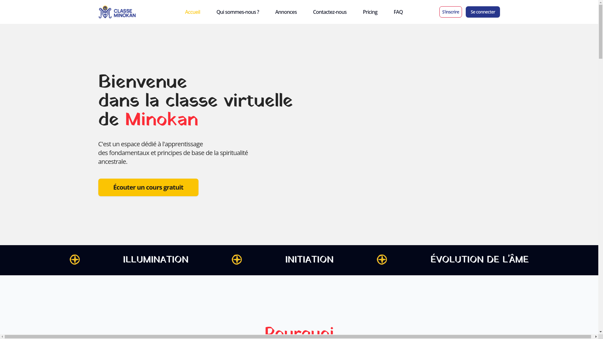 website screenshot of https://classeminokan.fr/