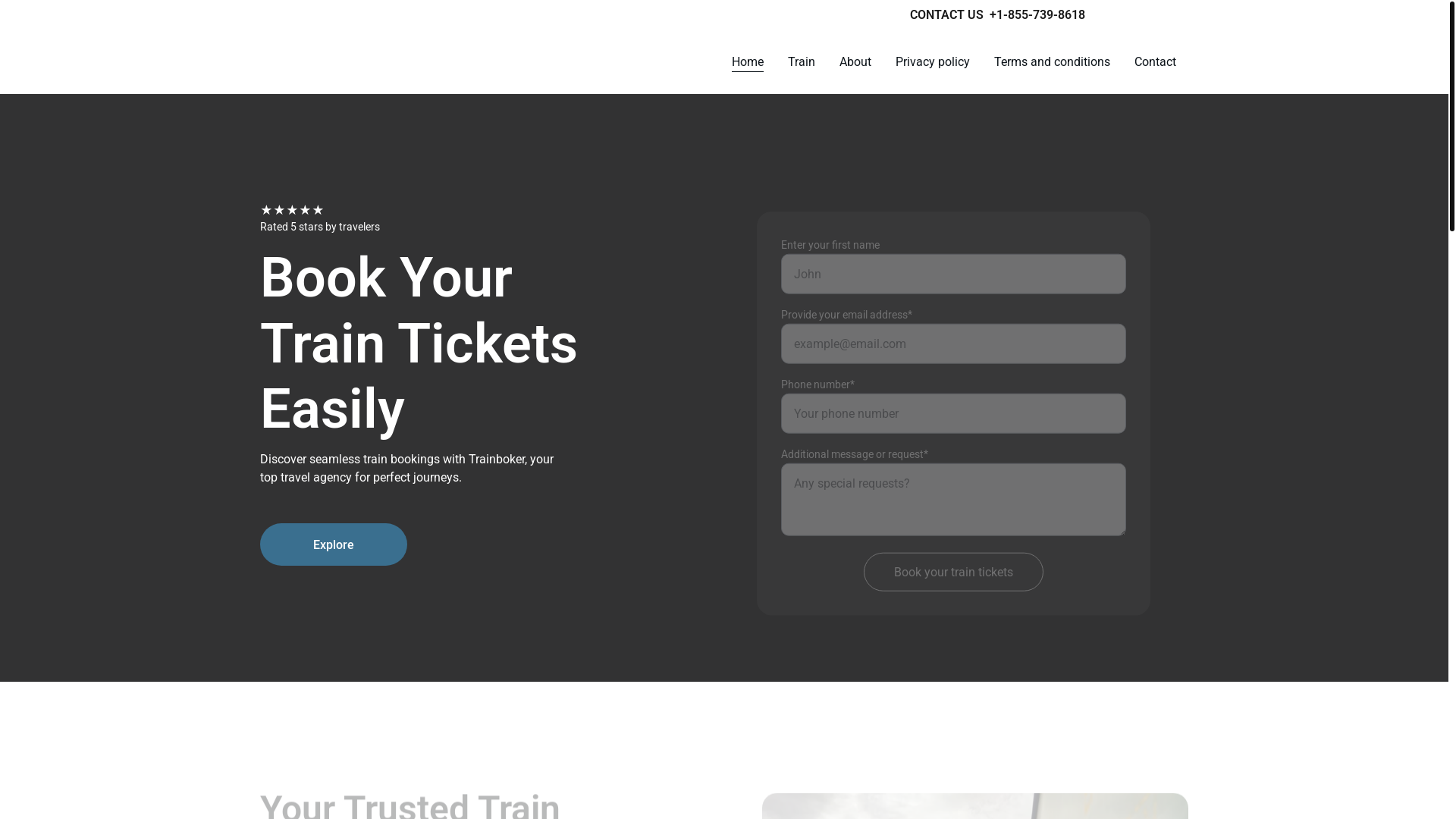 website screenshot of https://trainboker.online/