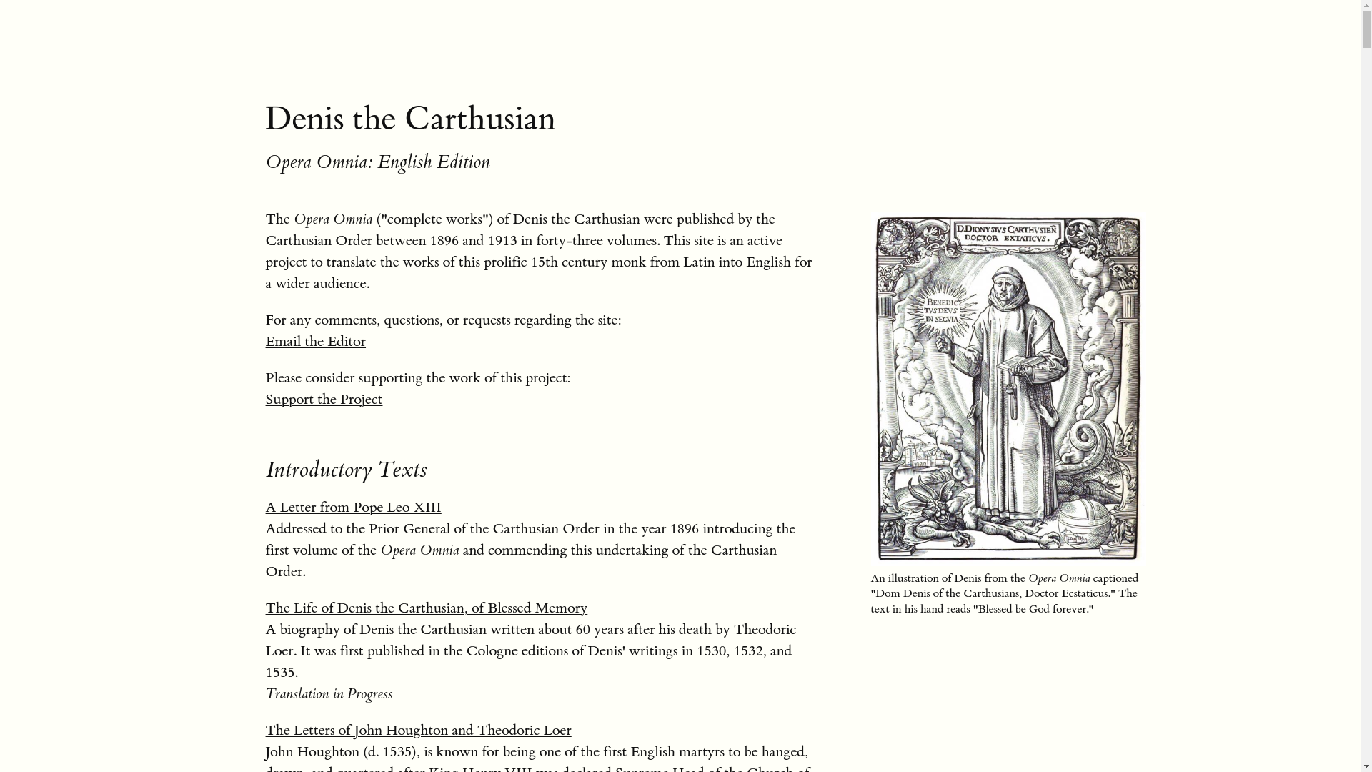 website screenshot of https://denisthecarthusian.com/