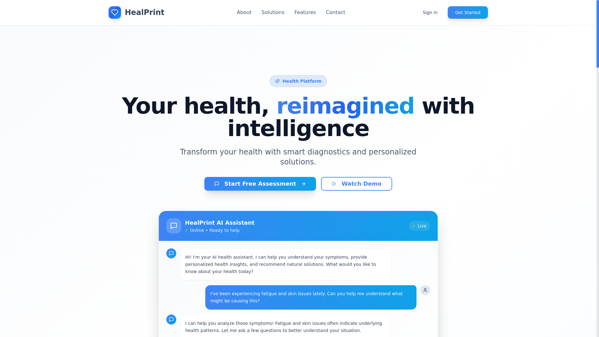 website screenshot of https://healprint.xyz/