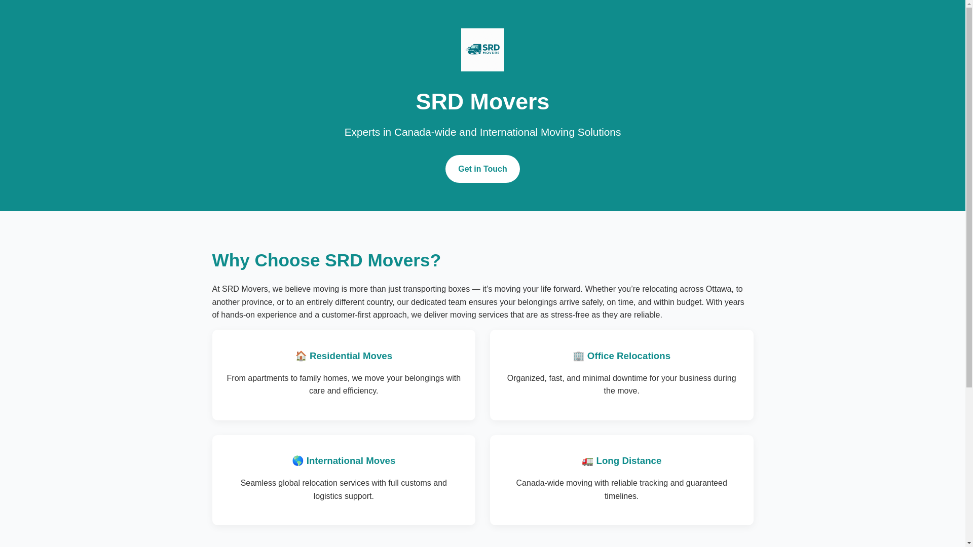 website screenshot of https://srdmovers.com/