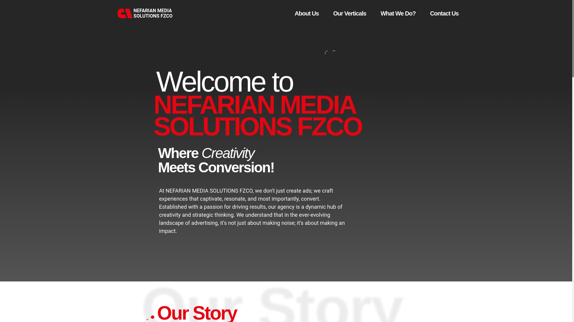 website screenshot of https://nefarianmedia.com/