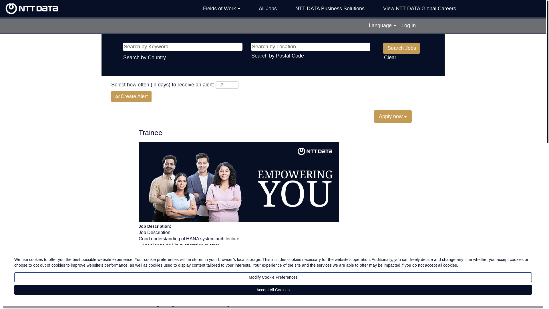 website screenshot of https://careers.nttdata-solutions.com/job/Hyderabad-Trainee-500081/1220947801/