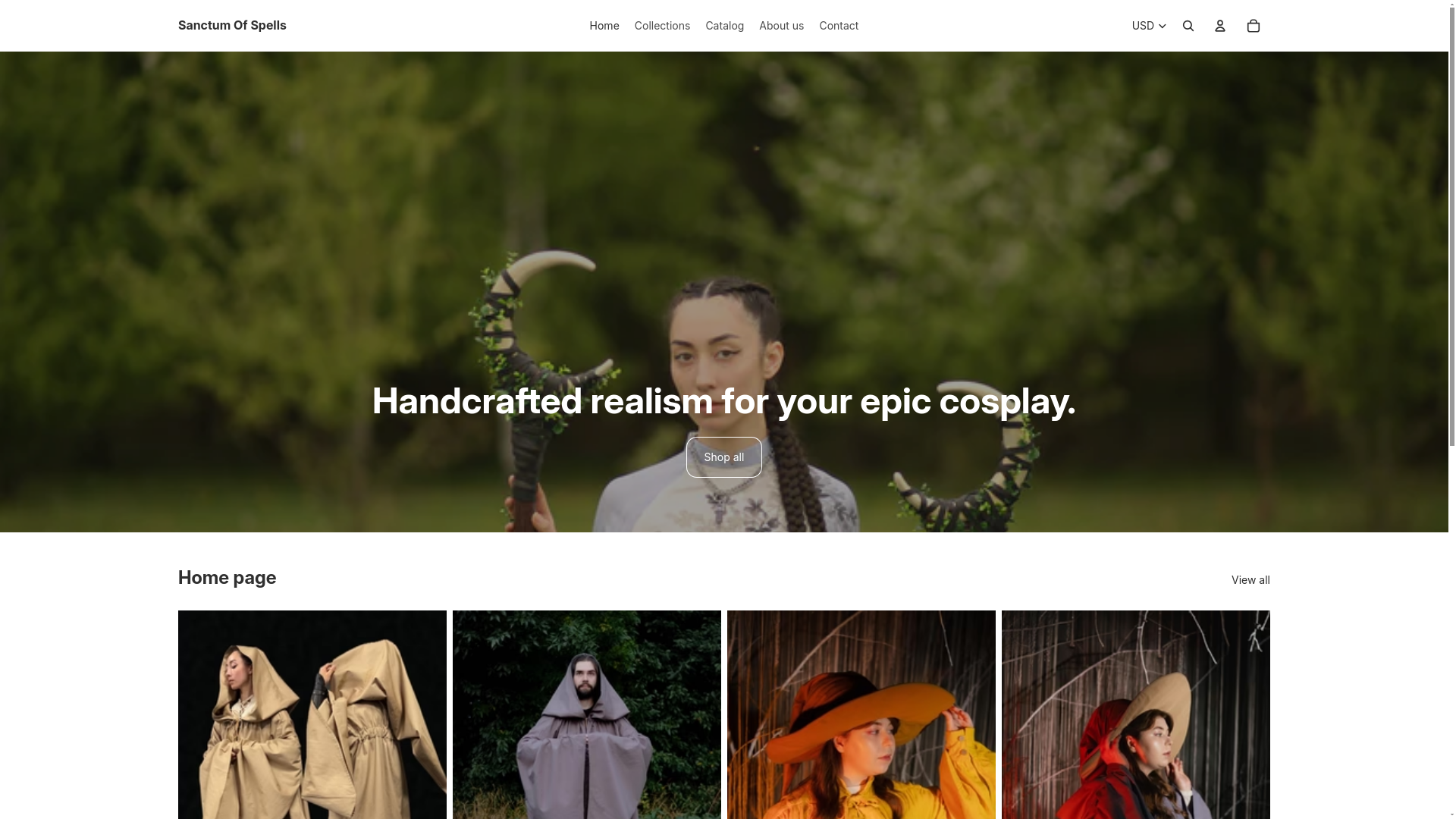 website screenshot of https://sanctumofspells.com/