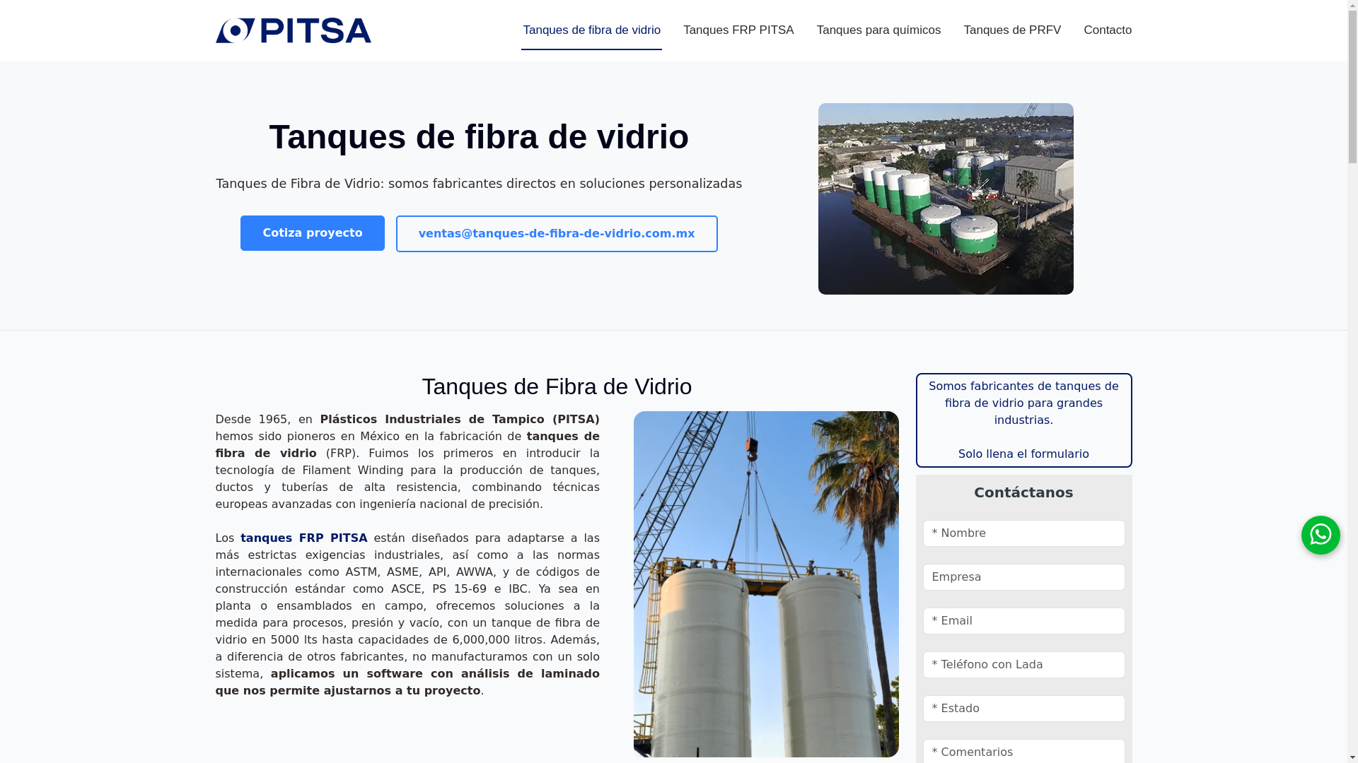 website screenshot of https://tanques-de-fibra-de-vidrio.com.mx/