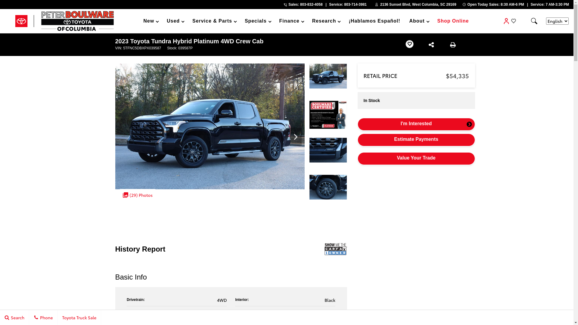 website screenshot of https://www.toyotaofcolumbia.com/inventory/5TFNC5DBXPX039587/