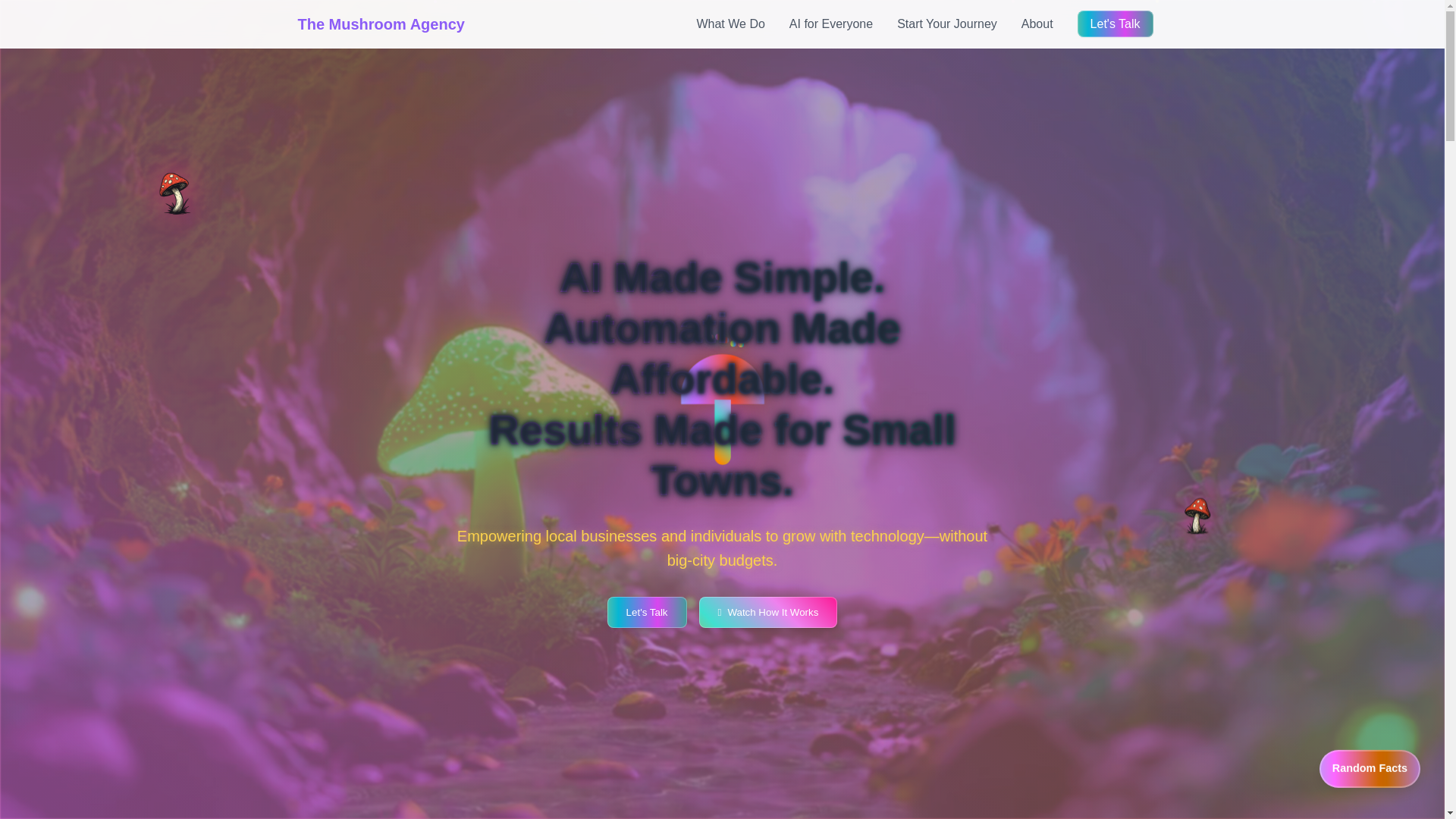 website screenshot of https://themushroom.agency/