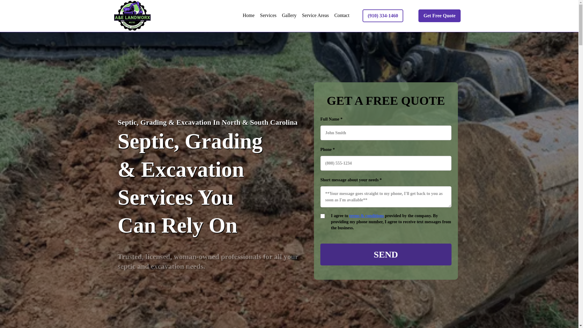 website screenshot of https://aelandworxsepticandexcavation.com/