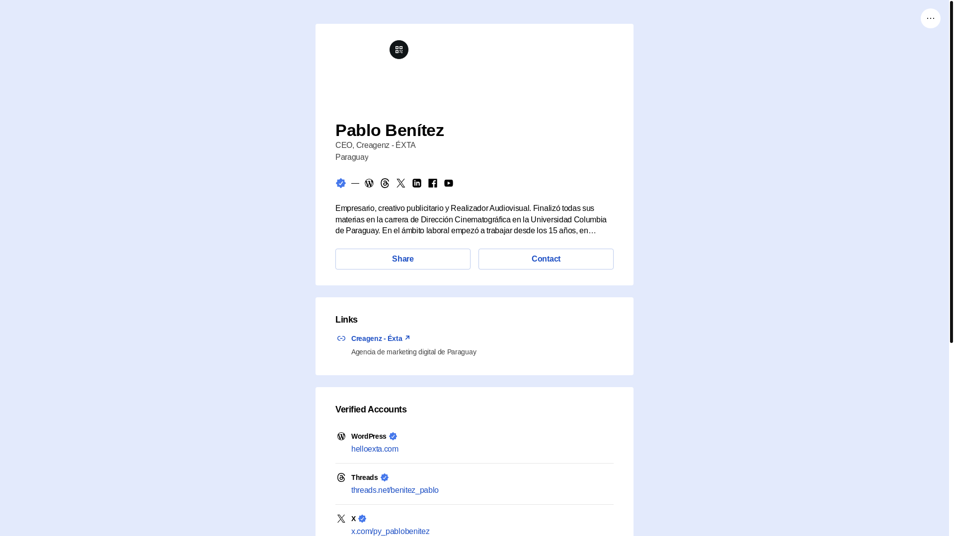 website screenshot of https://pablobenitez.link/