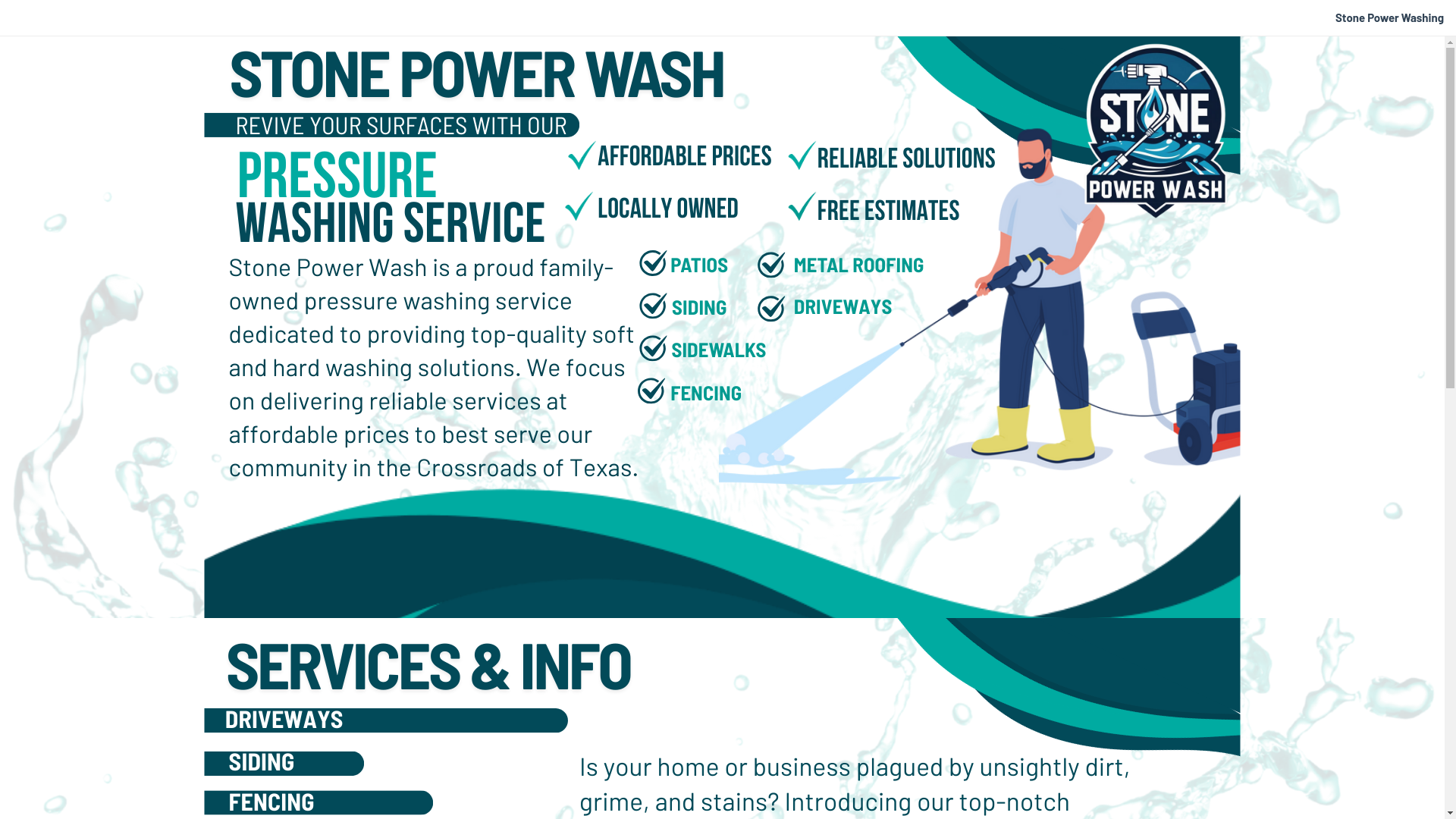 website screenshot of https://stonepowerwash.com/