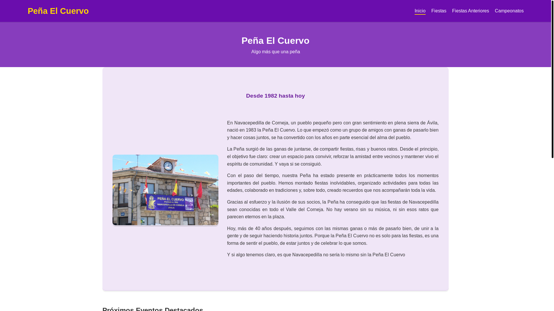 website screenshot of https://penaelcuervo.es/