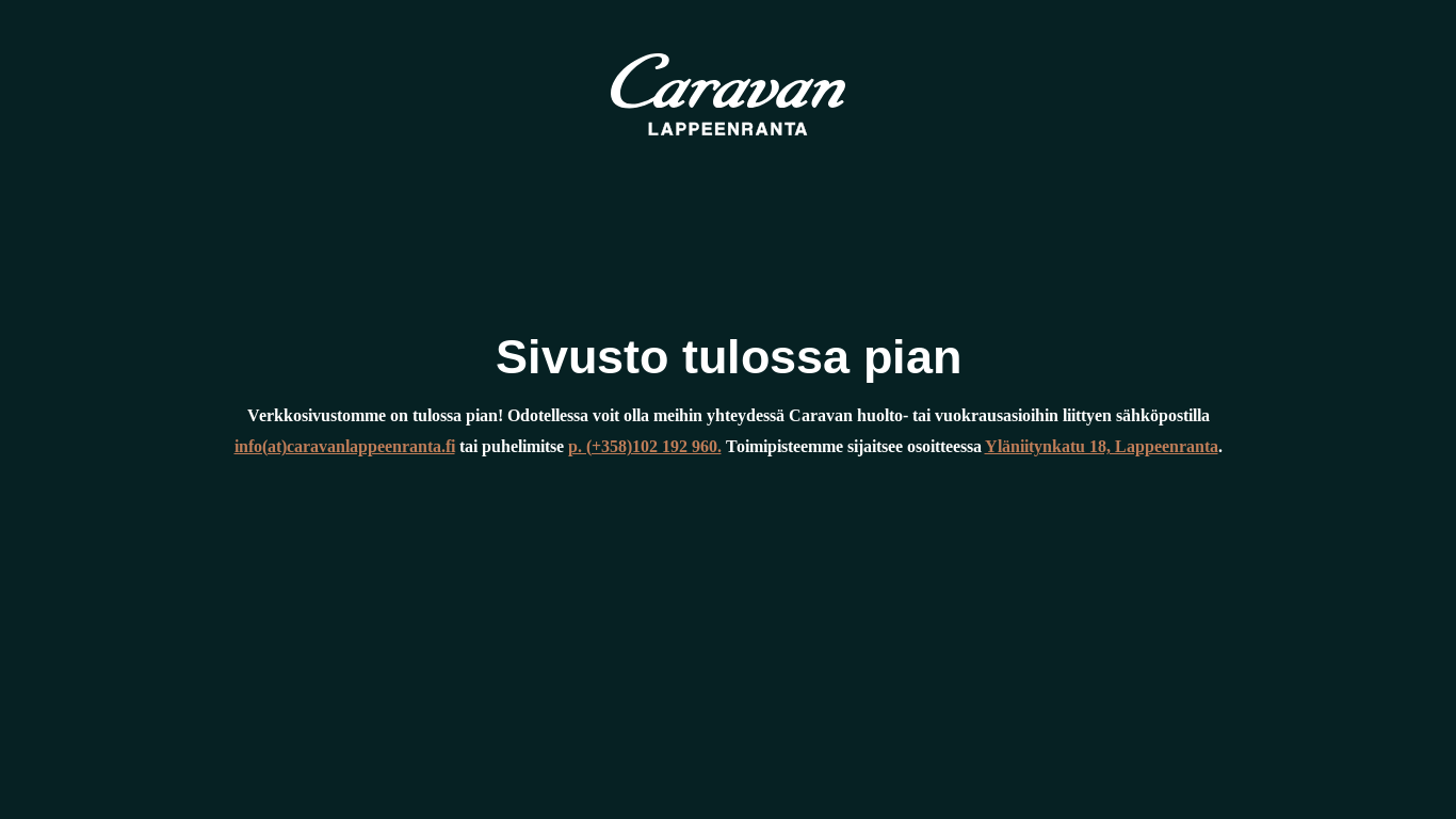 website screenshot of https://caravanlappeenranta.fi/