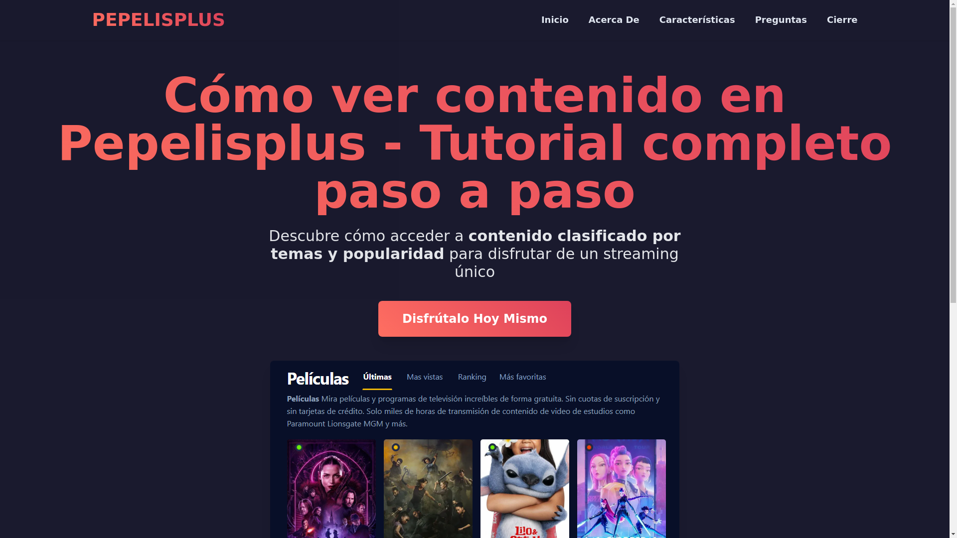website screenshot of https://pepelisplus-hafp.pages.dev/