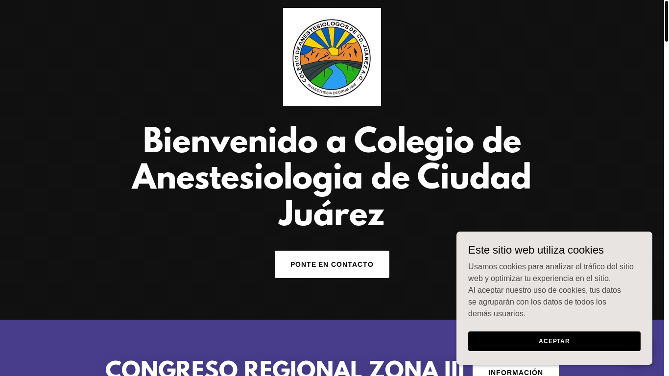 website screenshot of https://colegiodeanestesiologiajrz.com.mx/