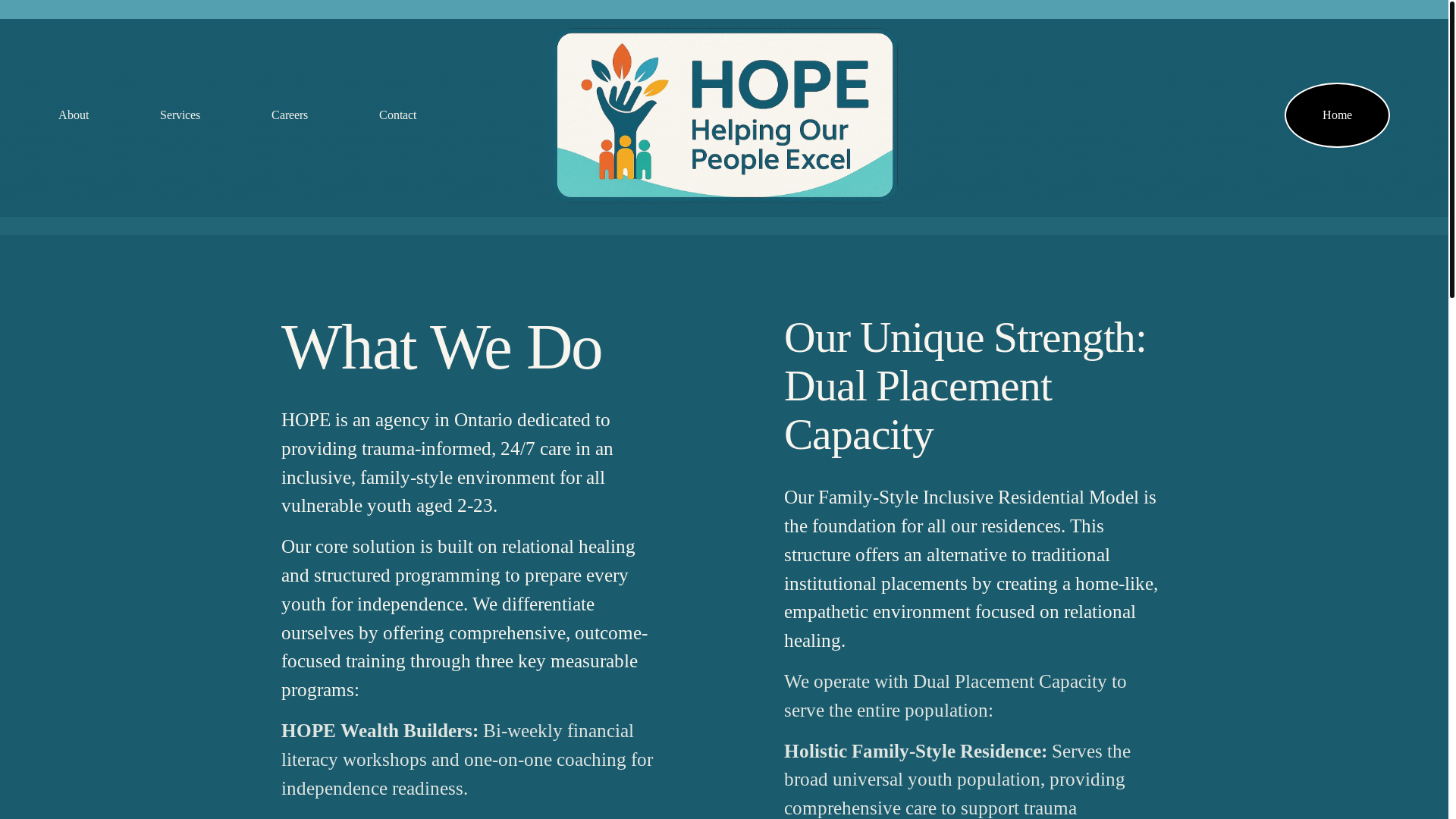 website screenshot of https://hopecares.ca/