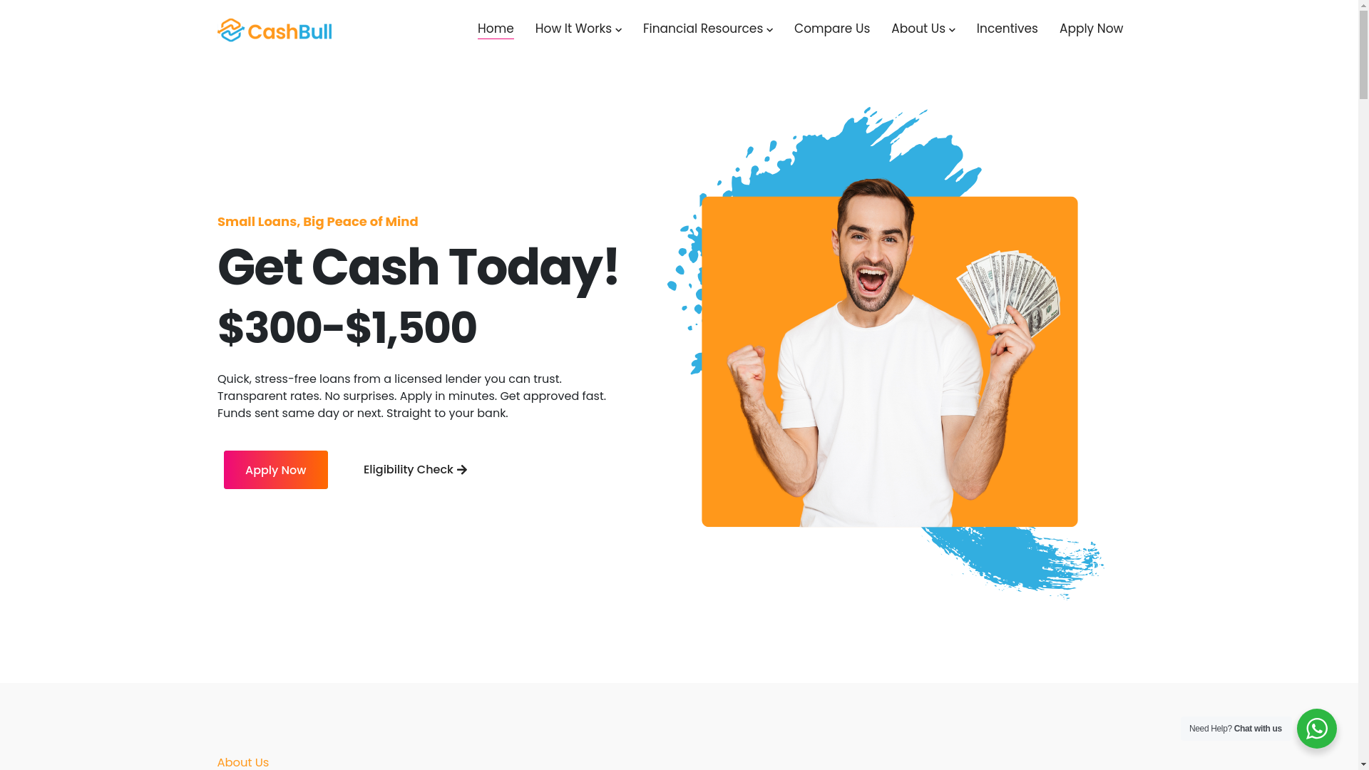 website screenshot of https://cashbull.ca/