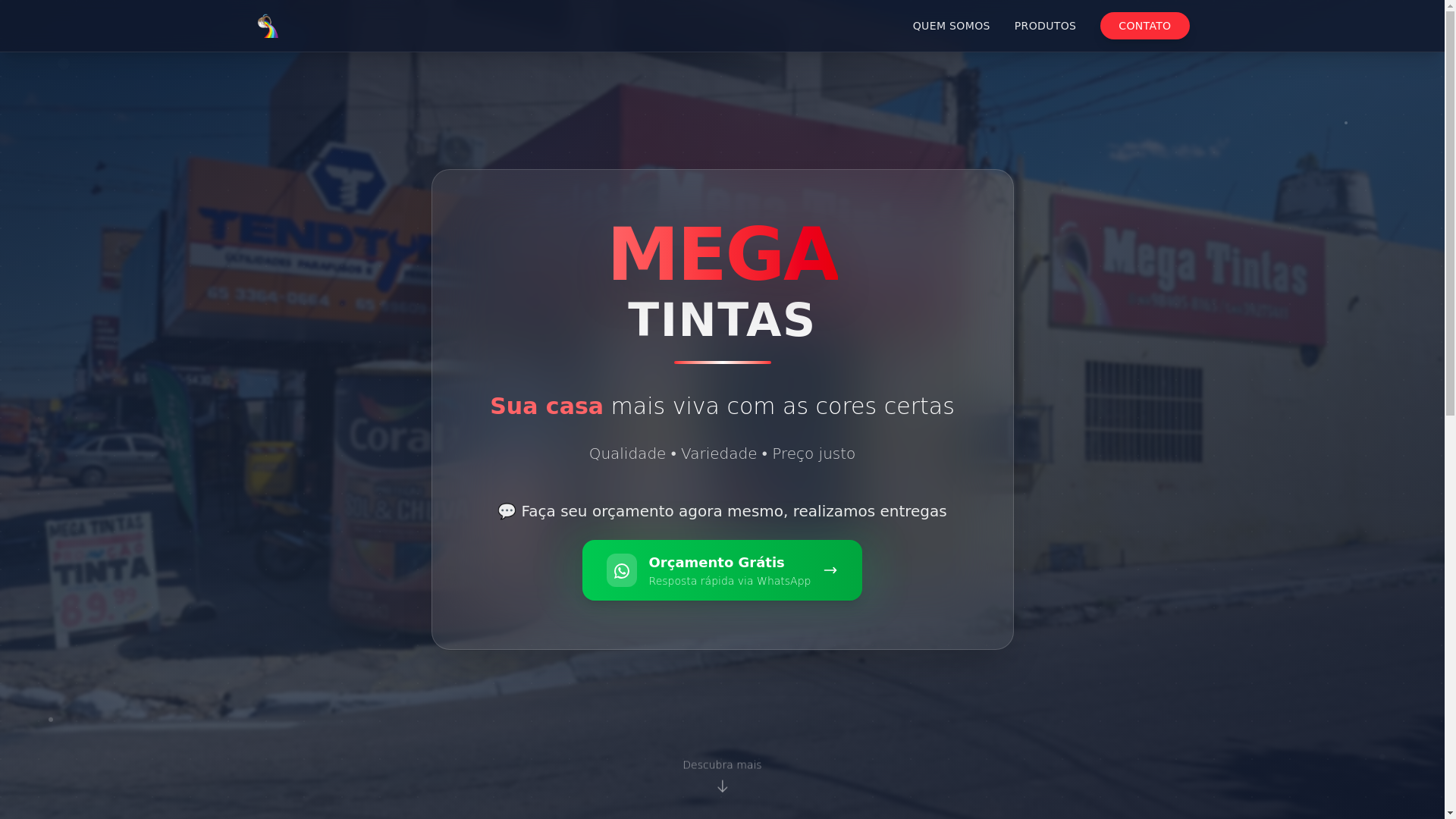 website screenshot of https://megatintasvg.com.br/