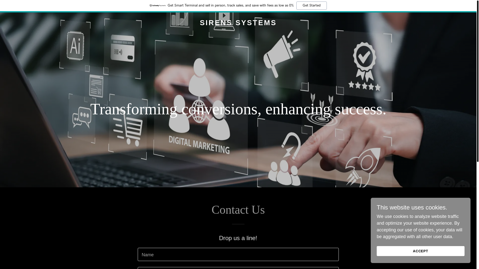 website screenshot of https://sirenssystems.com/