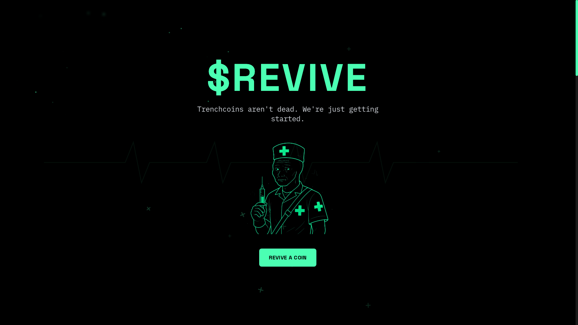 website screenshot of https://revivecoin.lol/