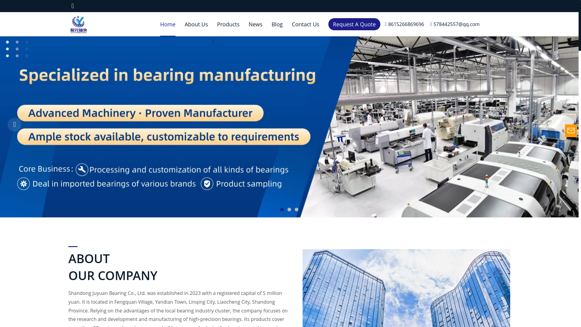 website screenshot of https://juyuanbearing.com/