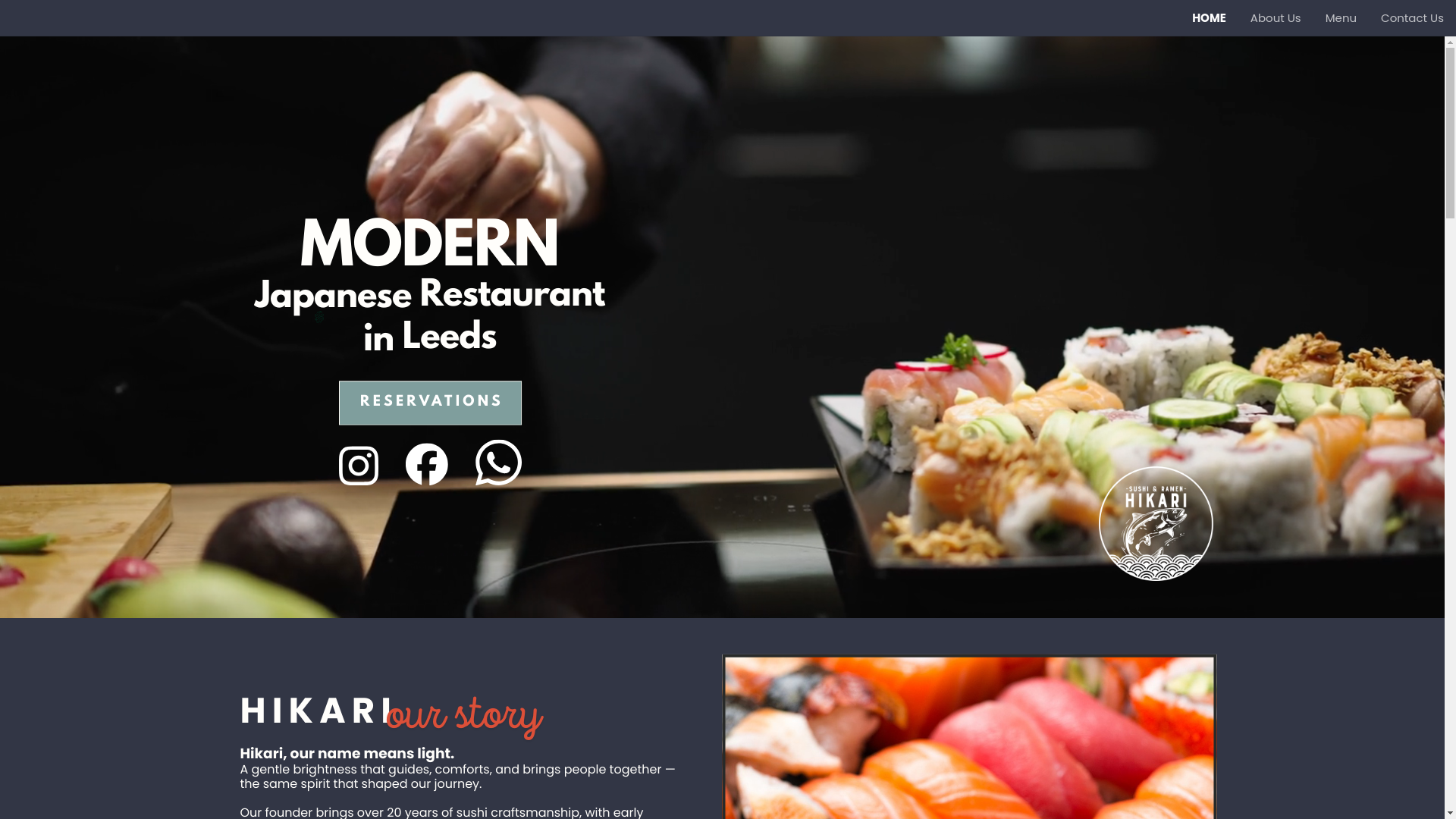 website screenshot of https://hikarisushiuk.com/