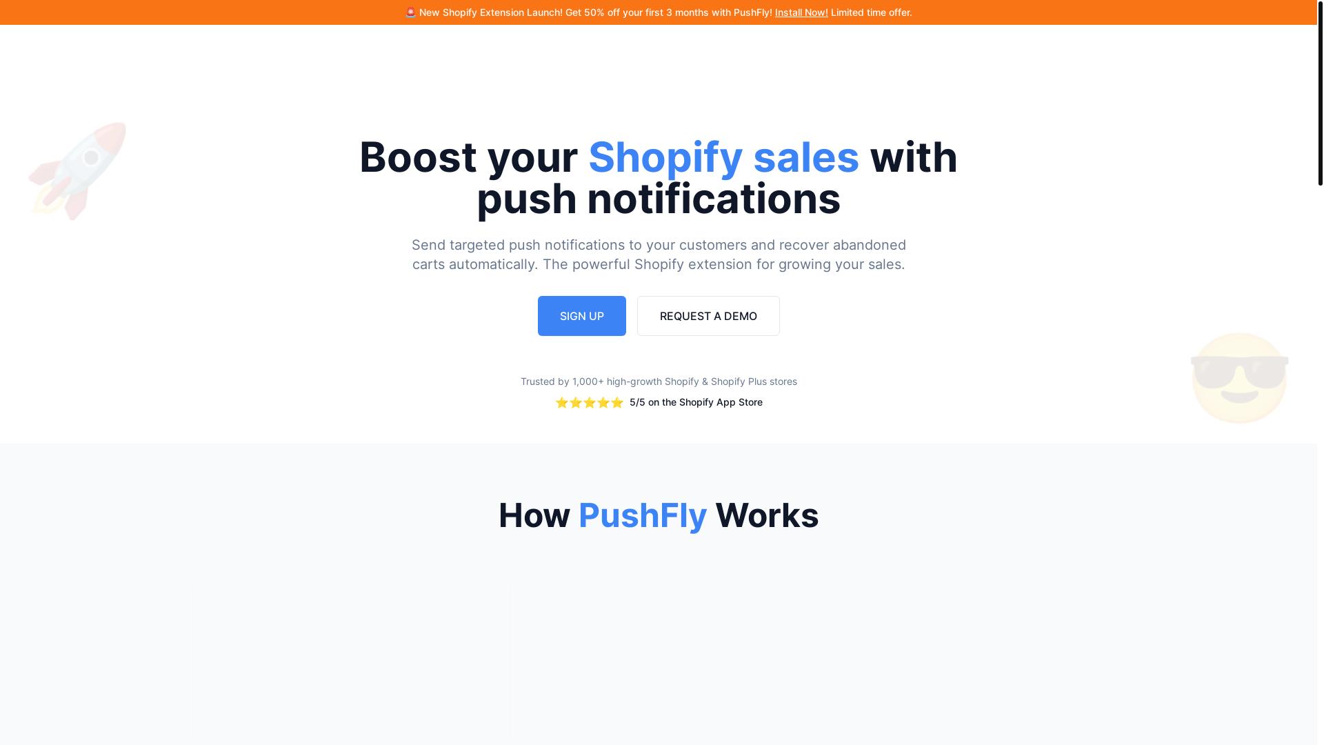 website screenshot of https://pushfly-website.pages.dev/