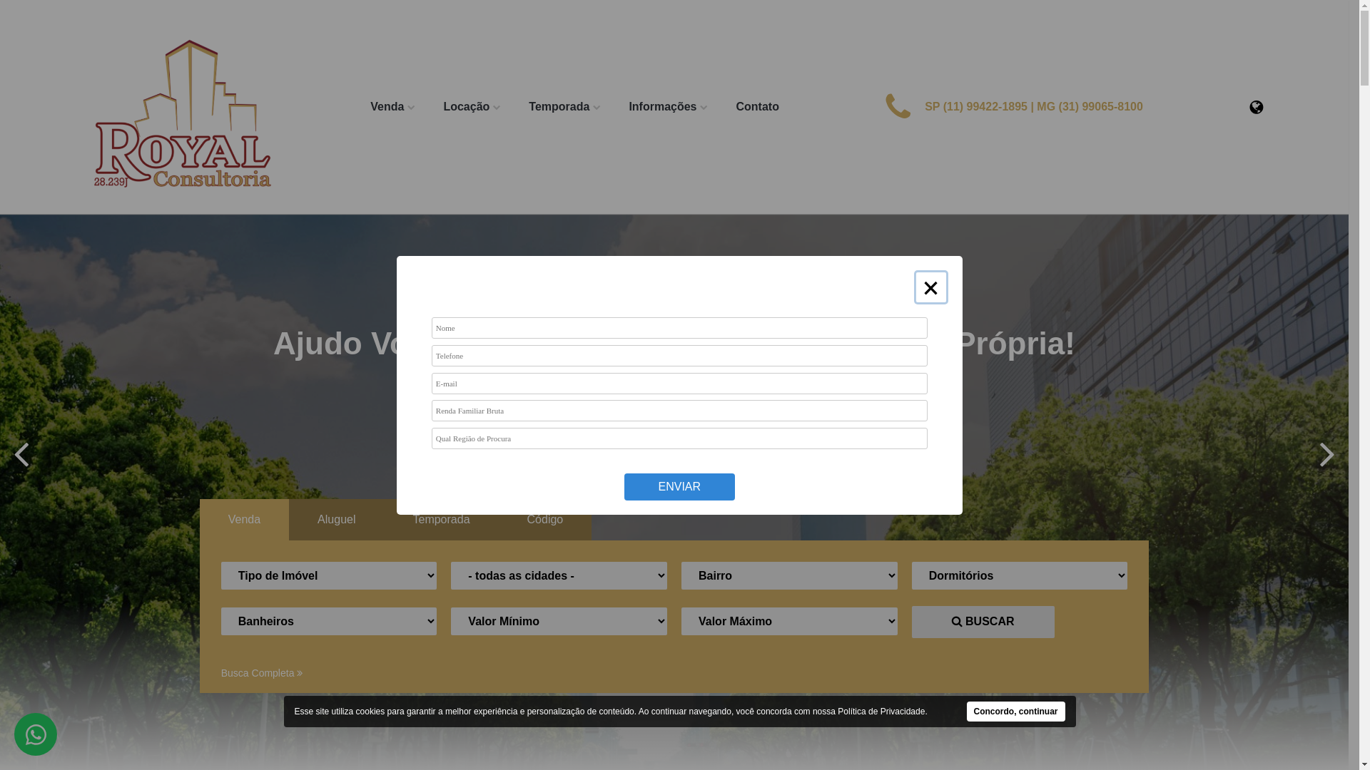 website screenshot of https://royalconsultoria.imb.br/
