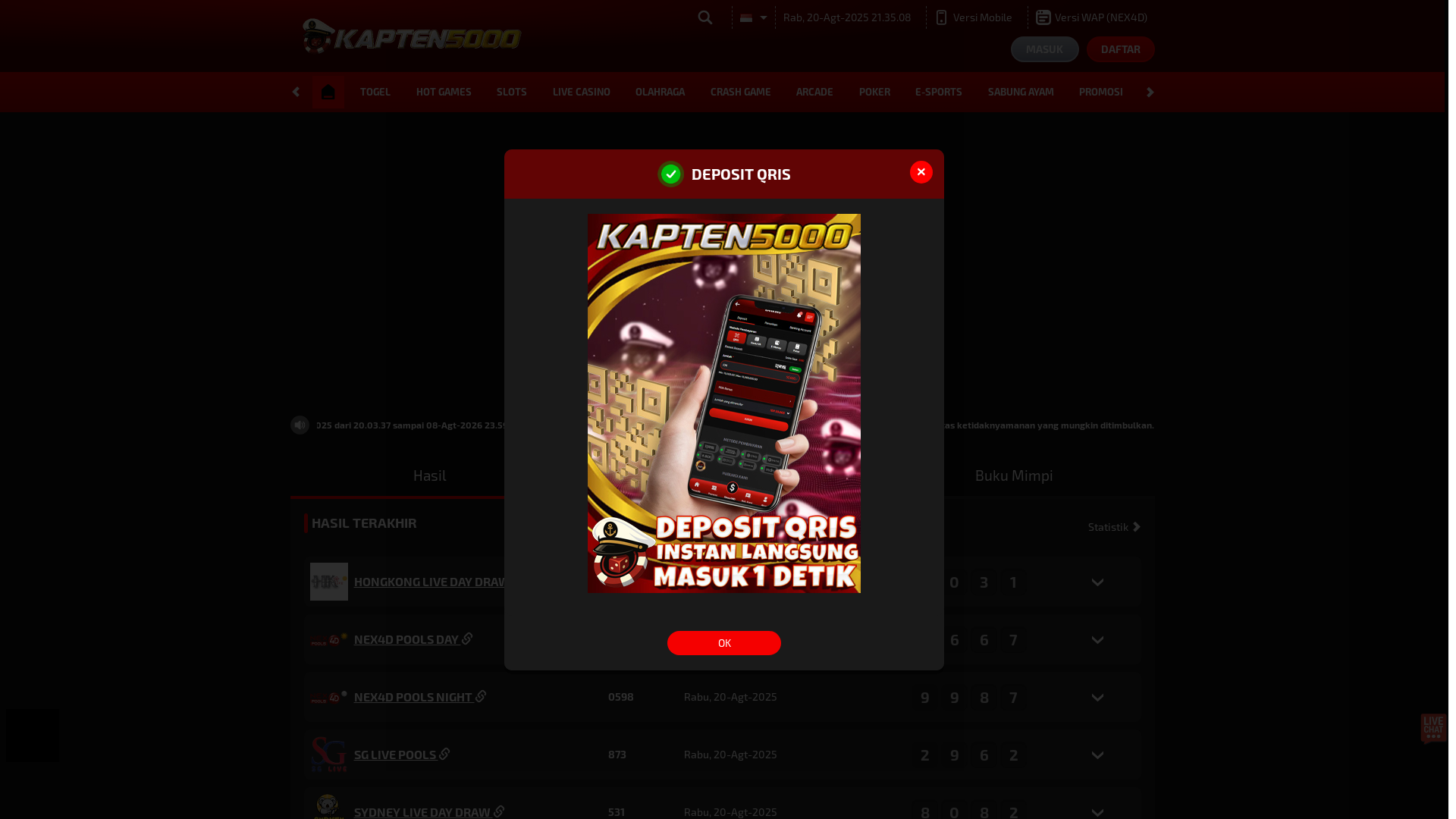 website screenshot of https://kapten5000tul.com/