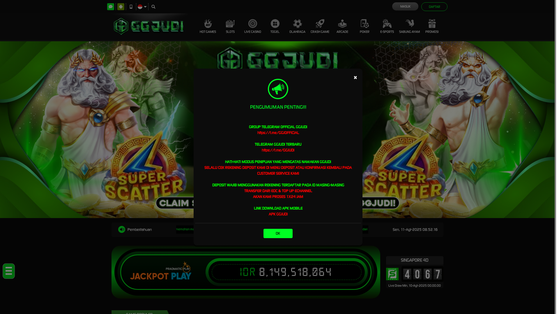 website screenshot of https://ggjudislotpragmatic.top/