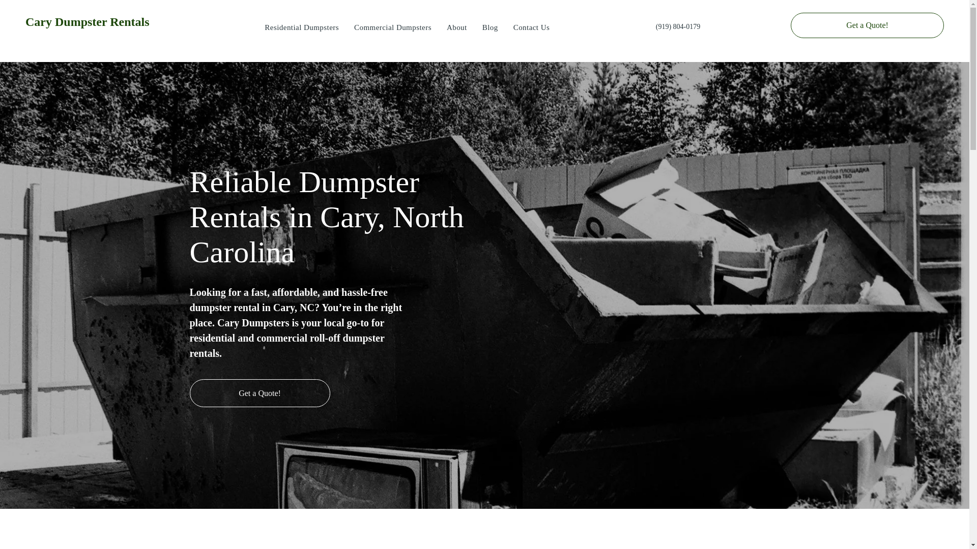 website screenshot of https://caryncdumpsters.com/
