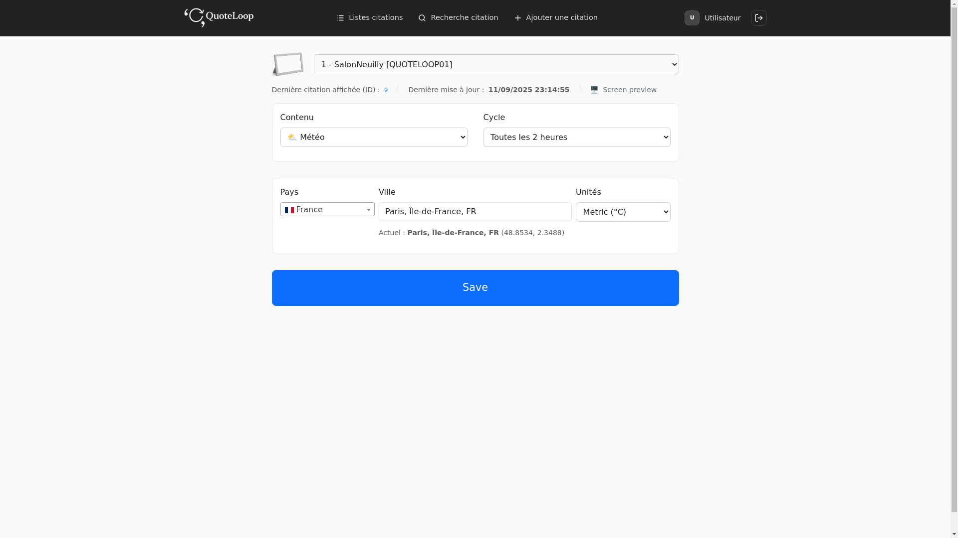 website screenshot of https://quoteloop.fr/